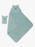 John Lewis Bear Hooded Towel & Mitt Set, Jade