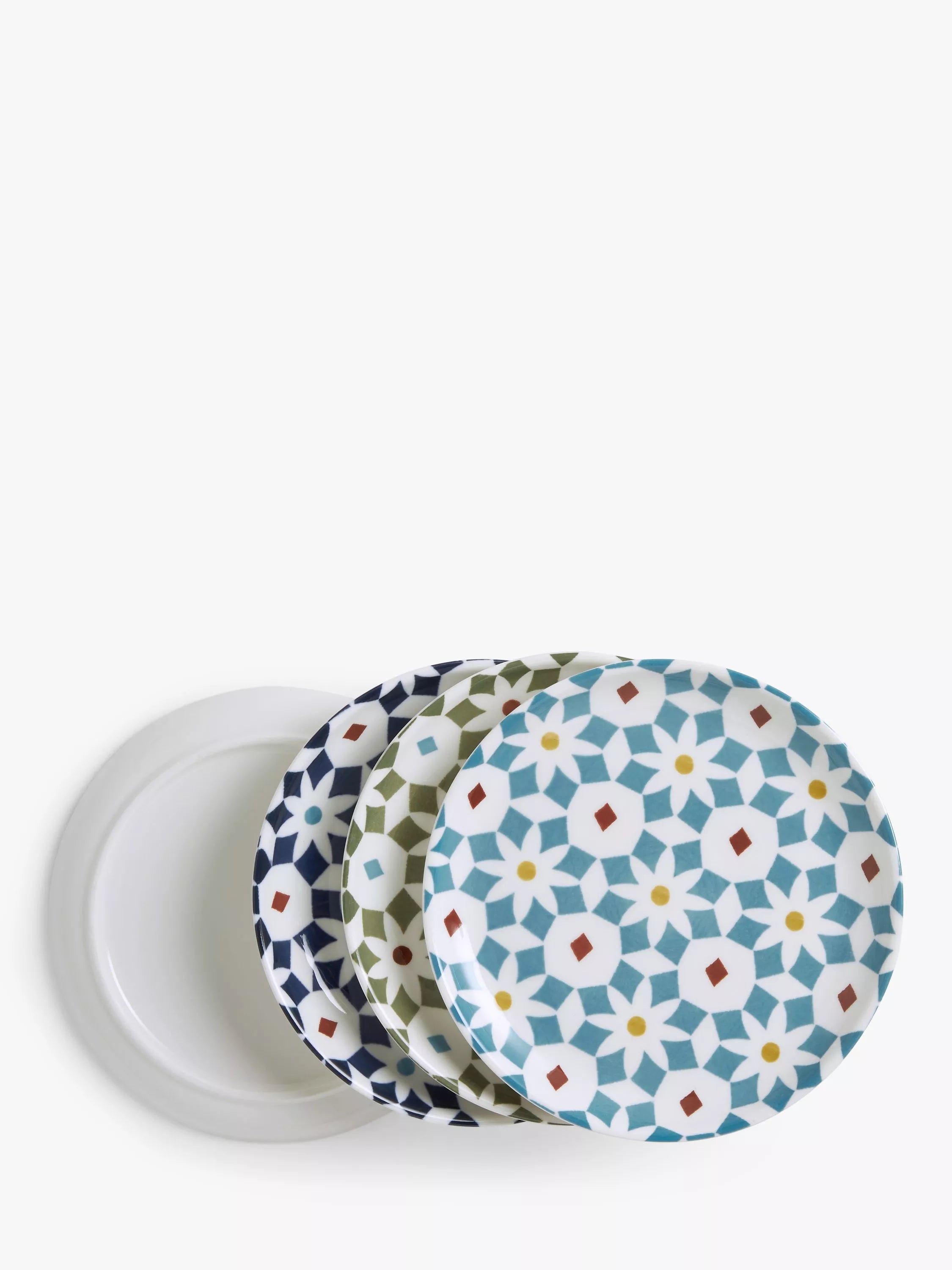 John Lewis Lisbon Fine China Tapas Plates, Set of 4, 15cm, Multi