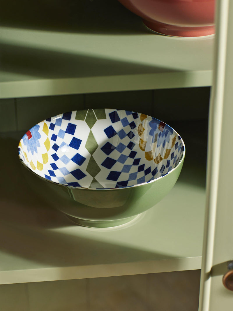 John Lewis Lisbon bowl 20cm green multi - British product