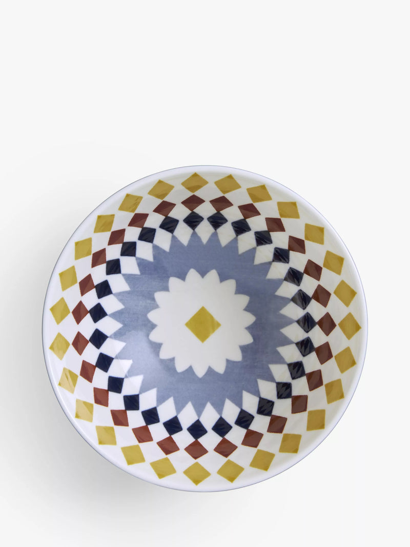 John Lewis fine china cereal bowl 15cm blue multi - British product