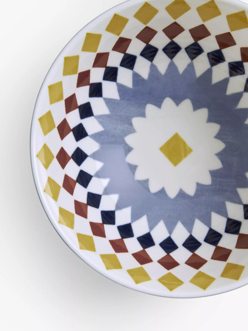 John Lewis fine china cereal bowl 15cm blue multi - British product