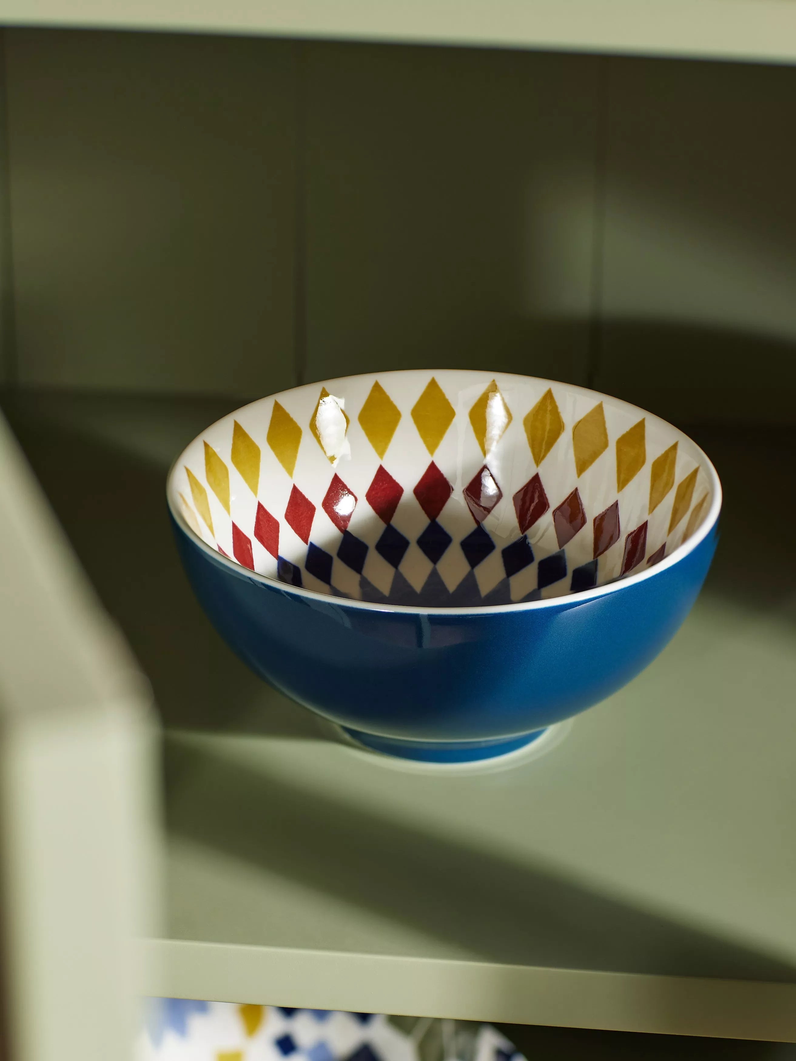 John Lewis fine china cereal bowl 15cm blue multi - British product