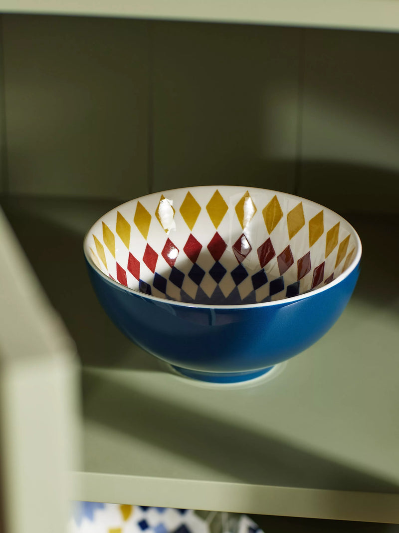 John Lewis fine china cereal bowl 15cm blue multi - British product