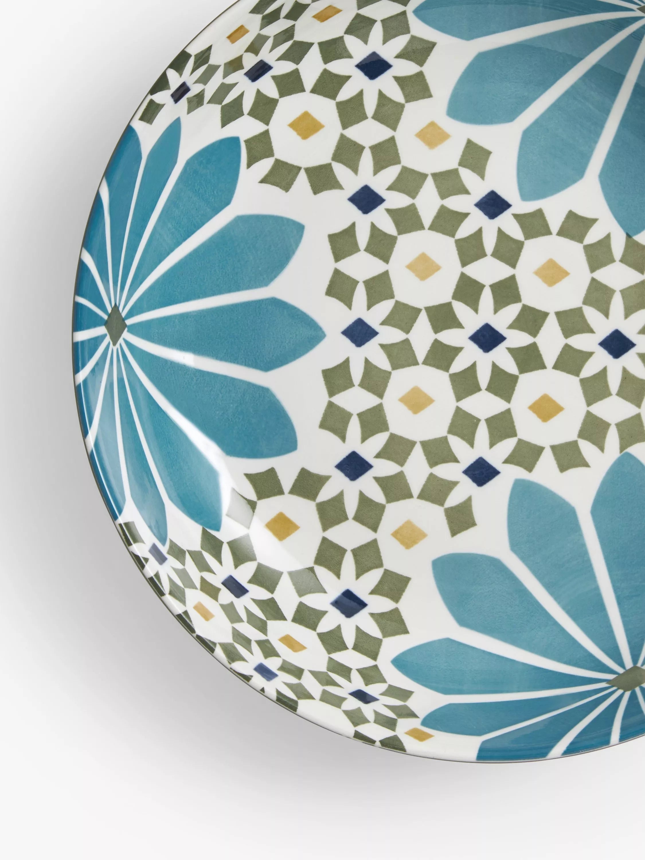 John Lewis fine china serve bowl green multi geometric 30cm - British product