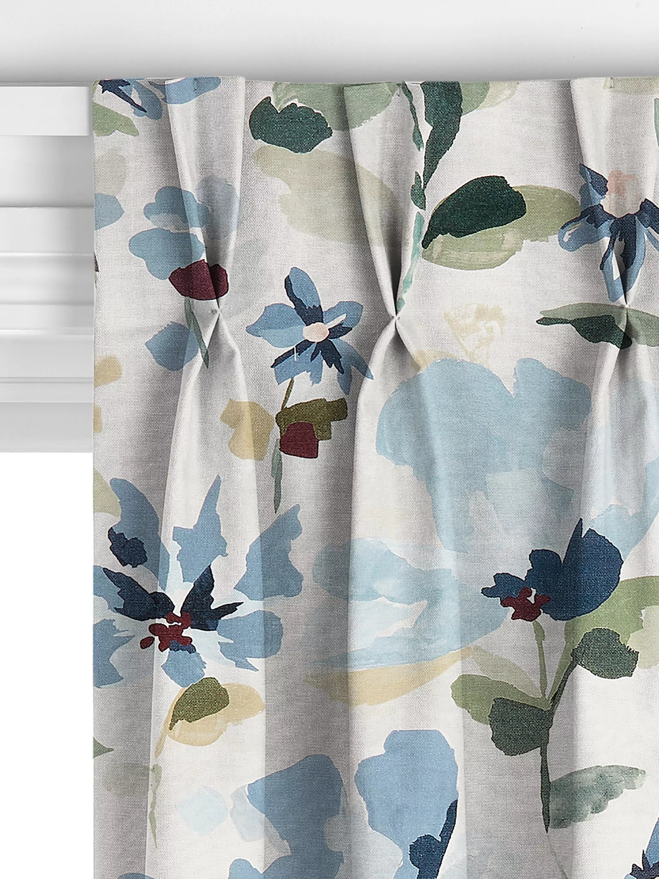 John Lewis Fleur made to measure curtains Lake Blue, imported from the UK