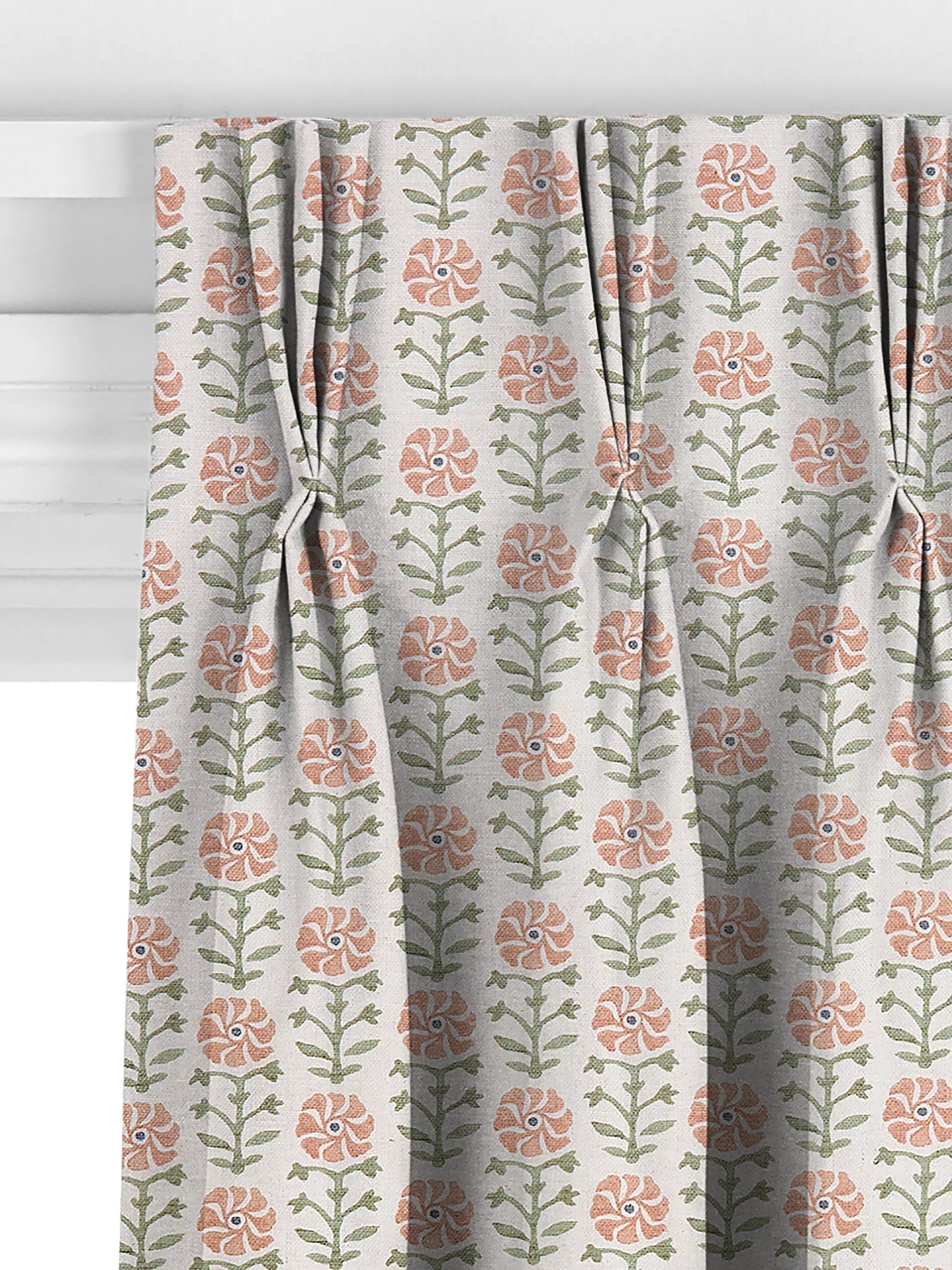 John Lewis Aria pale terracotta floral curtains, UK version