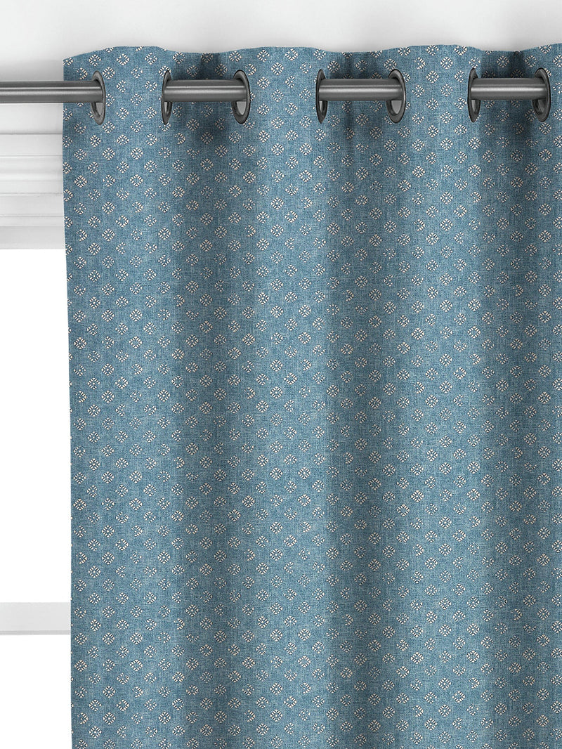 John Lewis Trace Wood Block curtains Lake Blue - British product