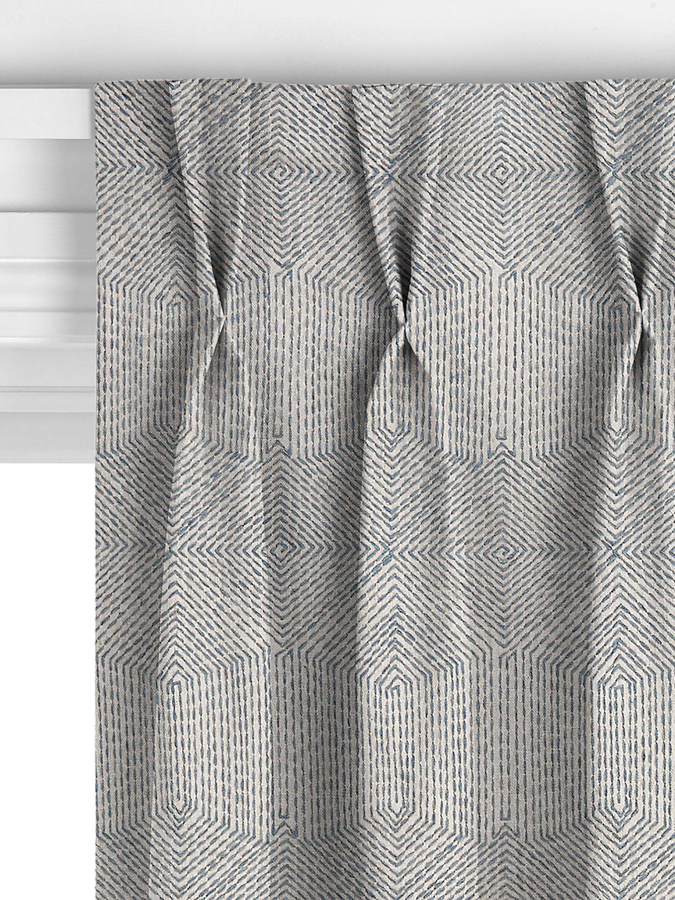 Rideaux John Lewis Flax Embroidery bleu lac, importés du Royaume-Uni