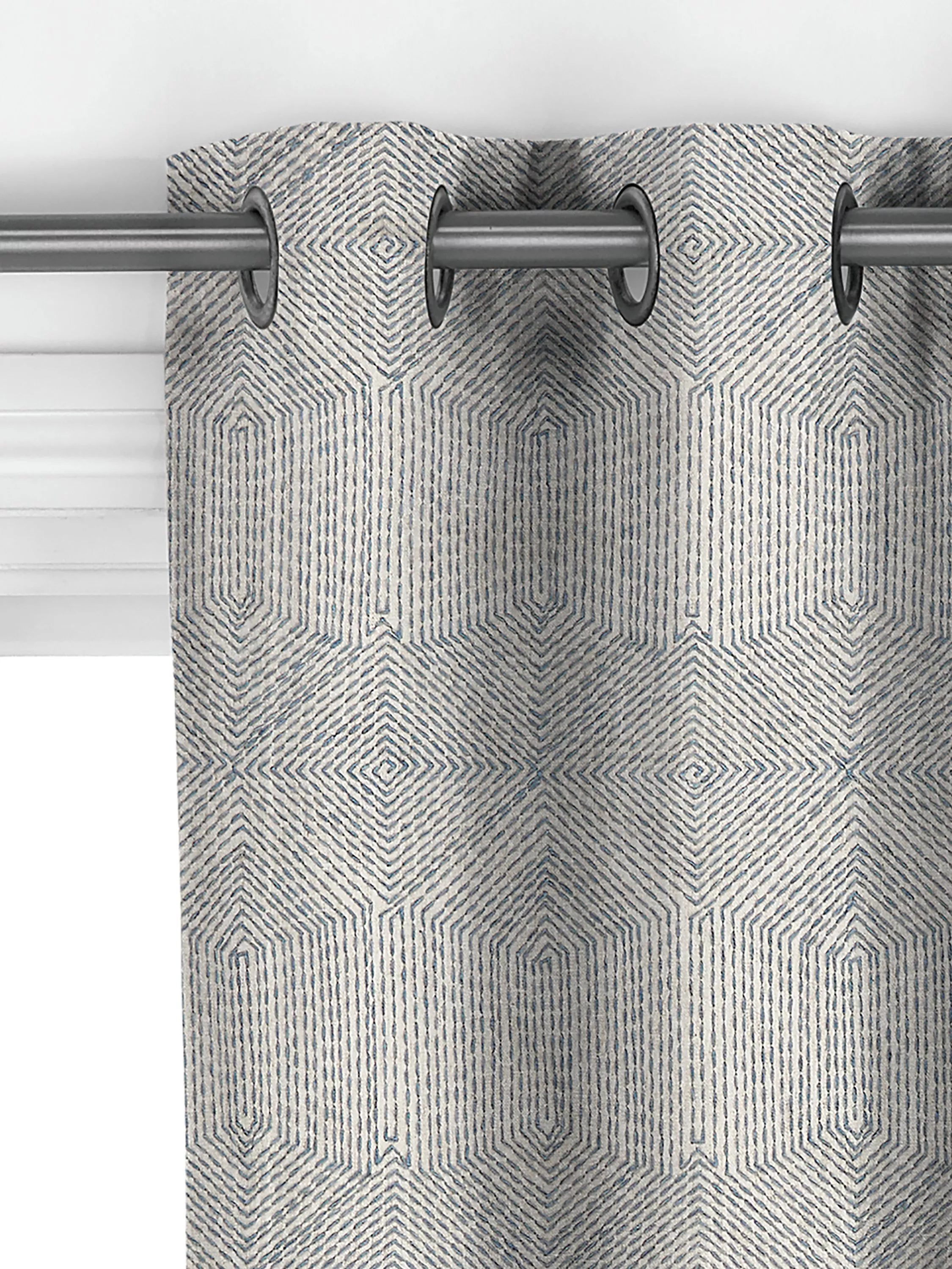 John Lewis Flax Embroidery Lake Blue curtains, imported from the UK