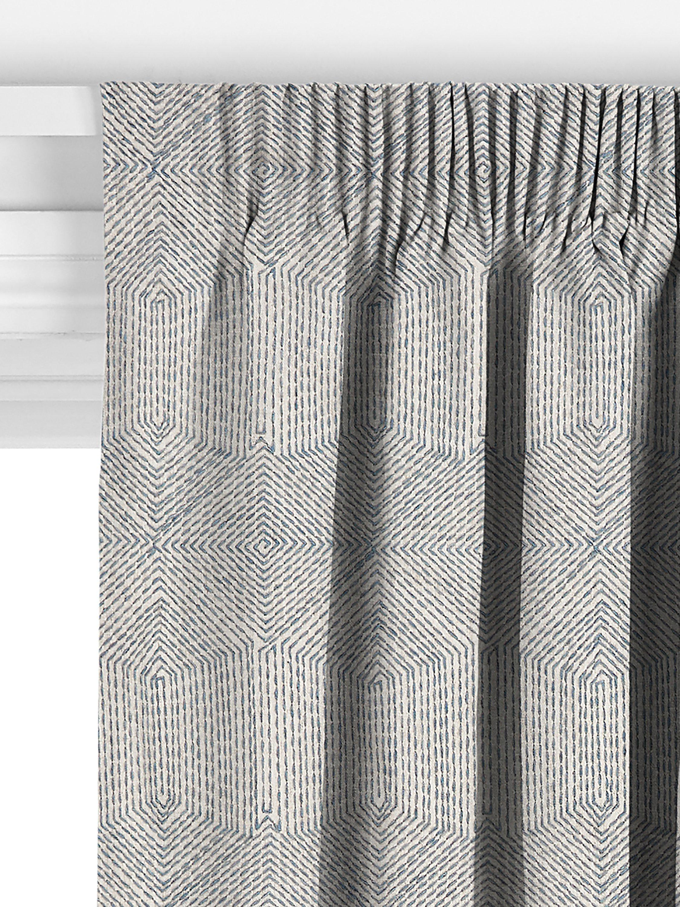 Rideaux John Lewis Flax Embroidery bleu lac, importés du Royaume-Uni