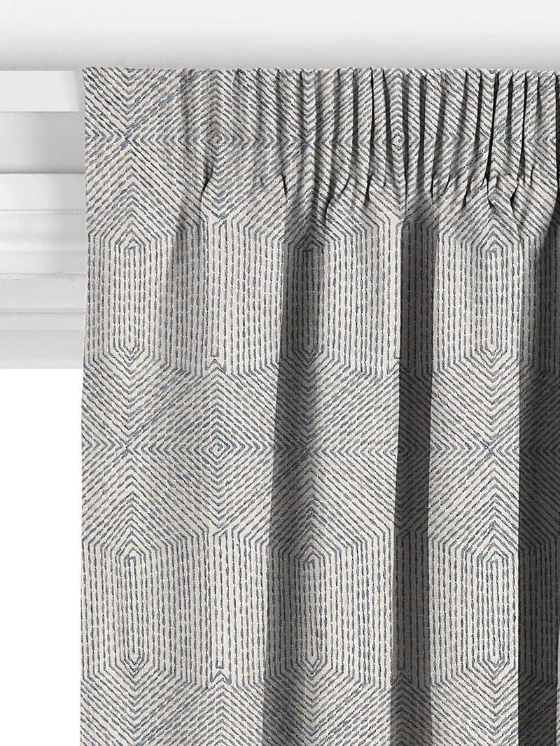 John Lewis Flax Embroidery Lake Blue curtains, imported from the UK
