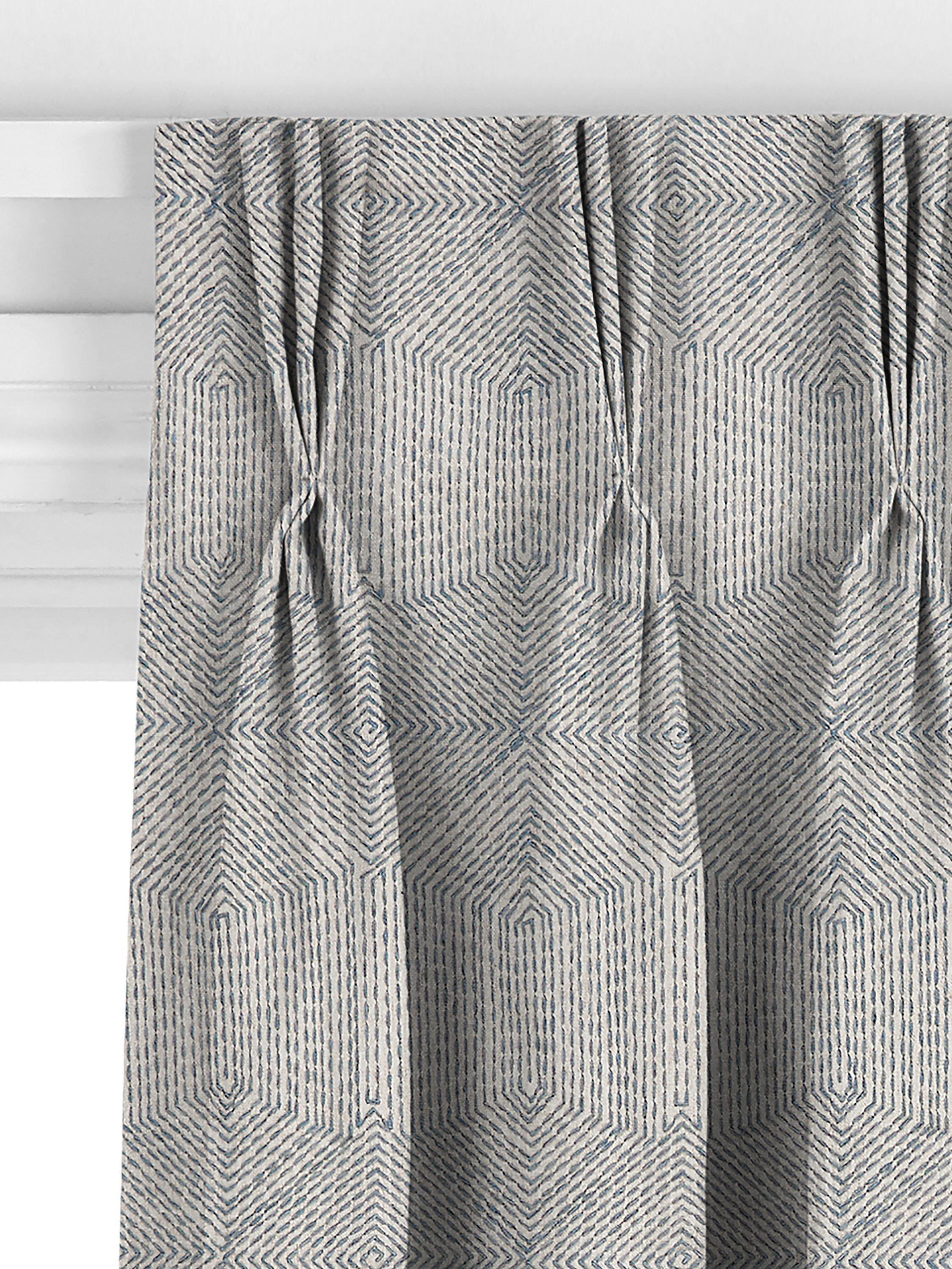 Rideaux John Lewis Flax Embroidery bleu lac, importés du Royaume-Uni