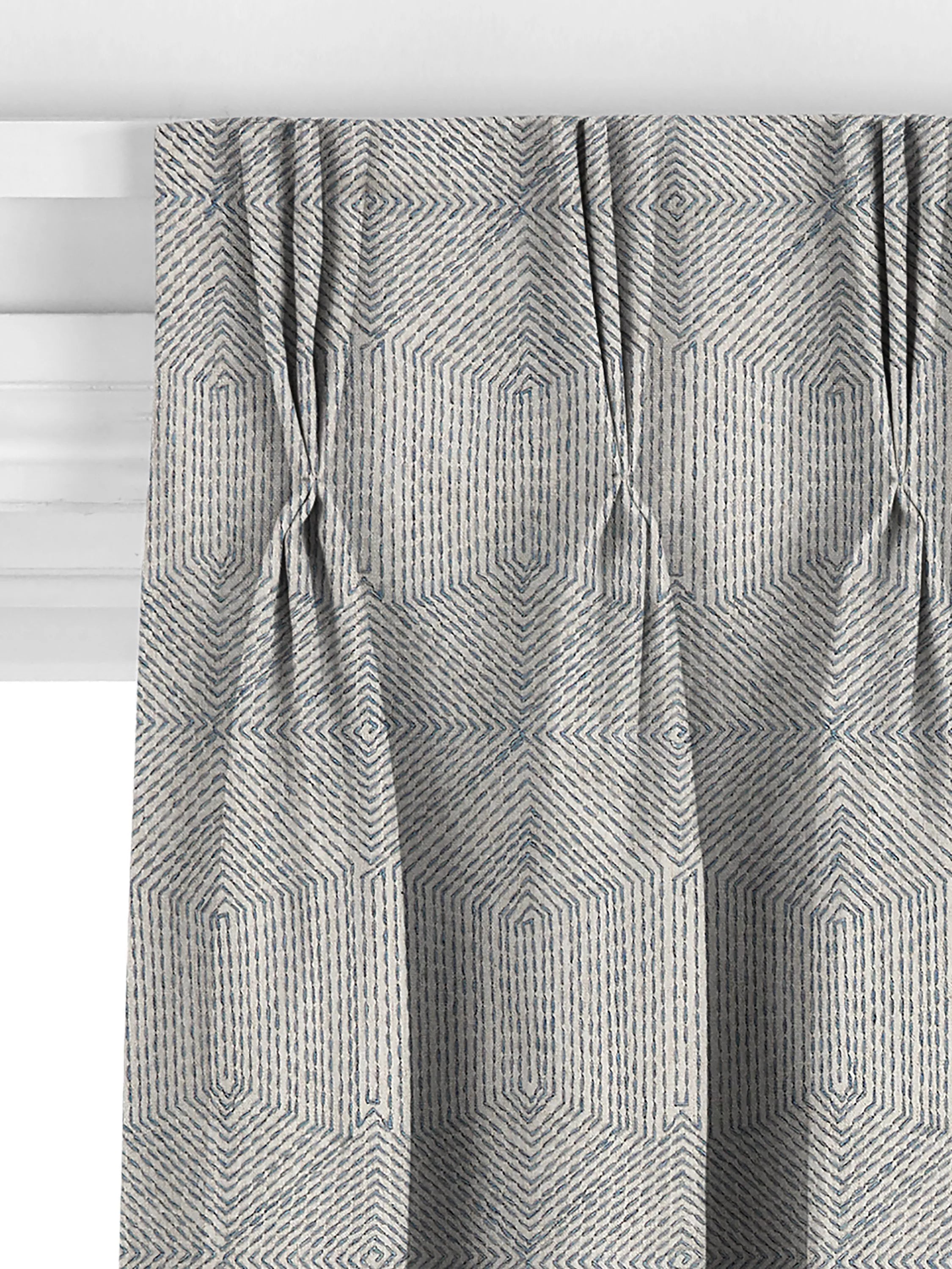 John Lewis Flax Embroidery Lake Blue curtains, imported from the UK