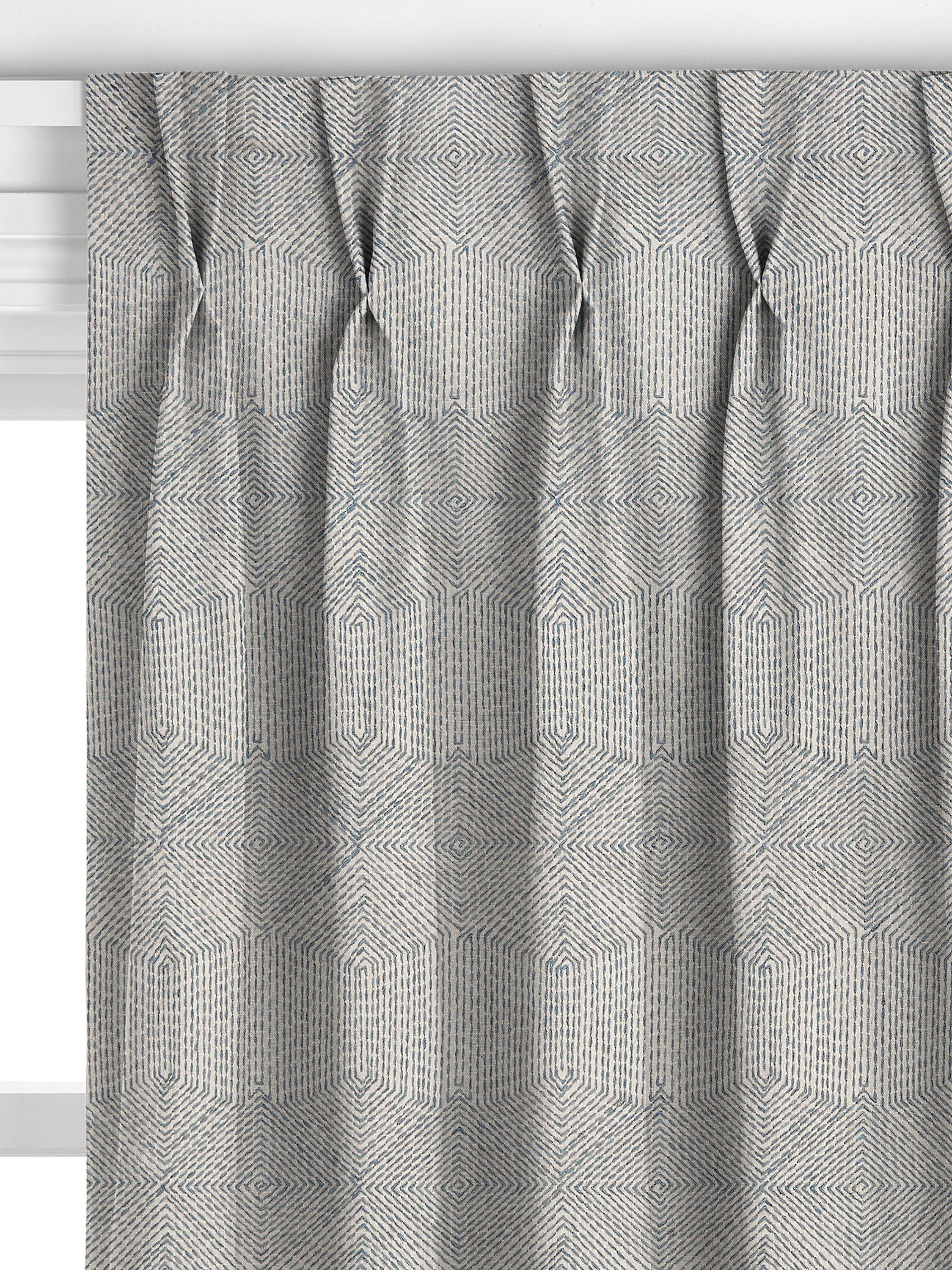 Rideaux John Lewis Flax Embroidery bleu lac, importés du Royaume-Uni