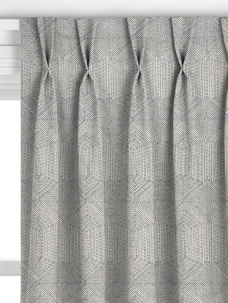 John Lewis Flax Embroidery Lake Blue curtains, imported from the UK