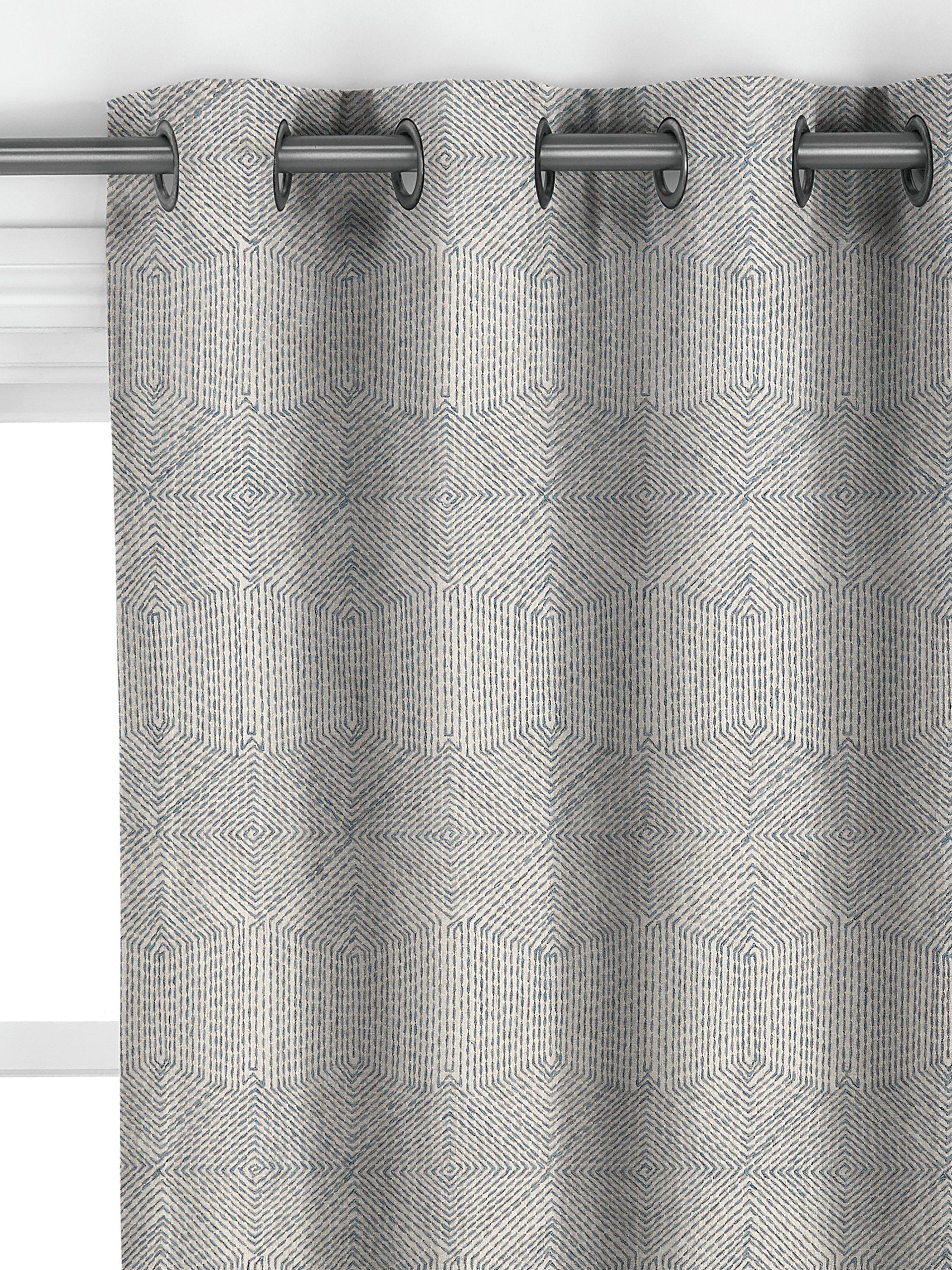 Rideaux John Lewis Flax Embroidery bleu lac, importés du Royaume-Uni