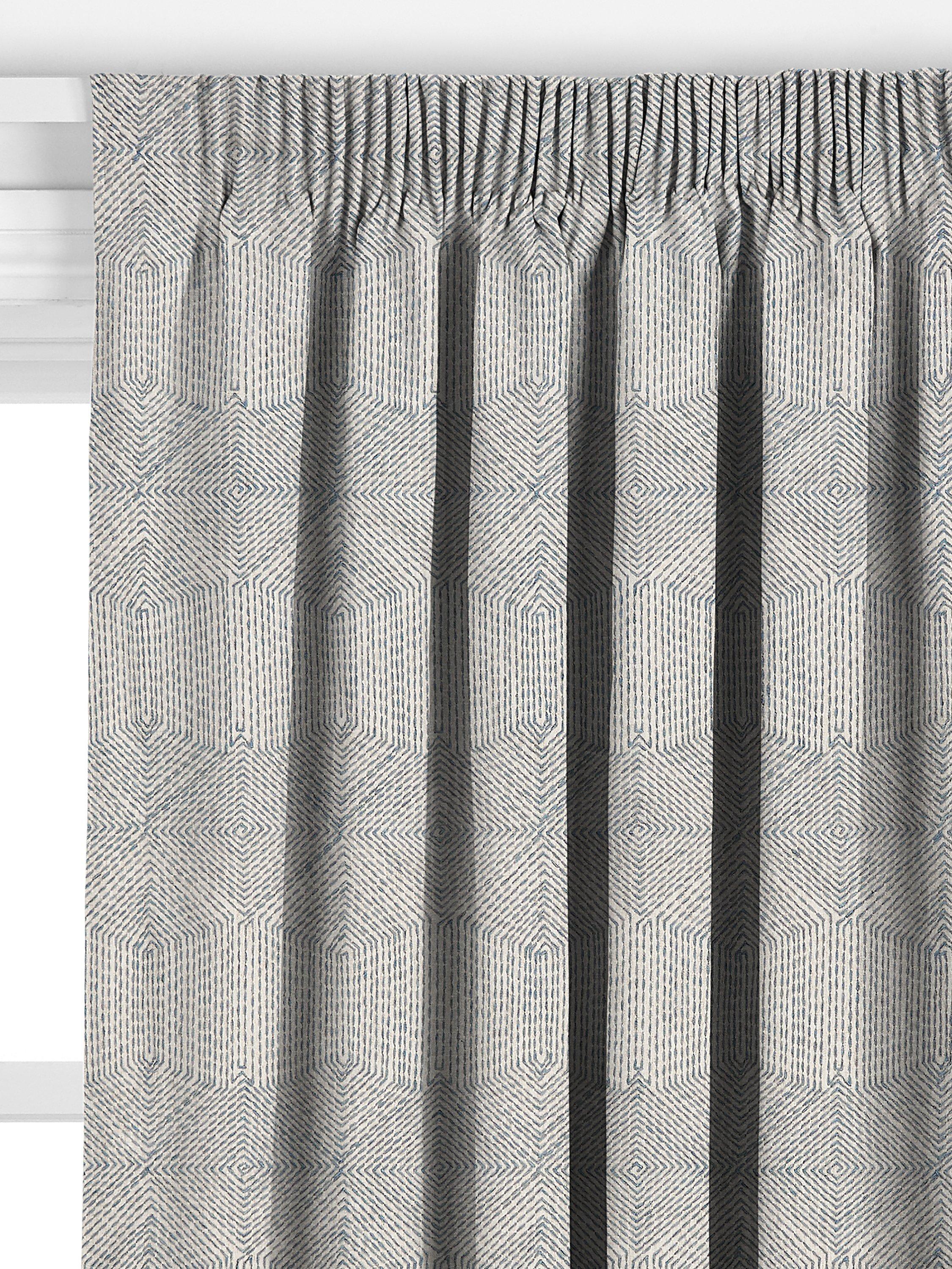 Rideaux John Lewis Flax Embroidery bleu lac, importés du Royaume-Uni