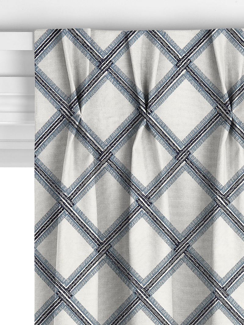 John Lewis Oakley embroidery curtain lake blue 140x140cm, imported from the UK
