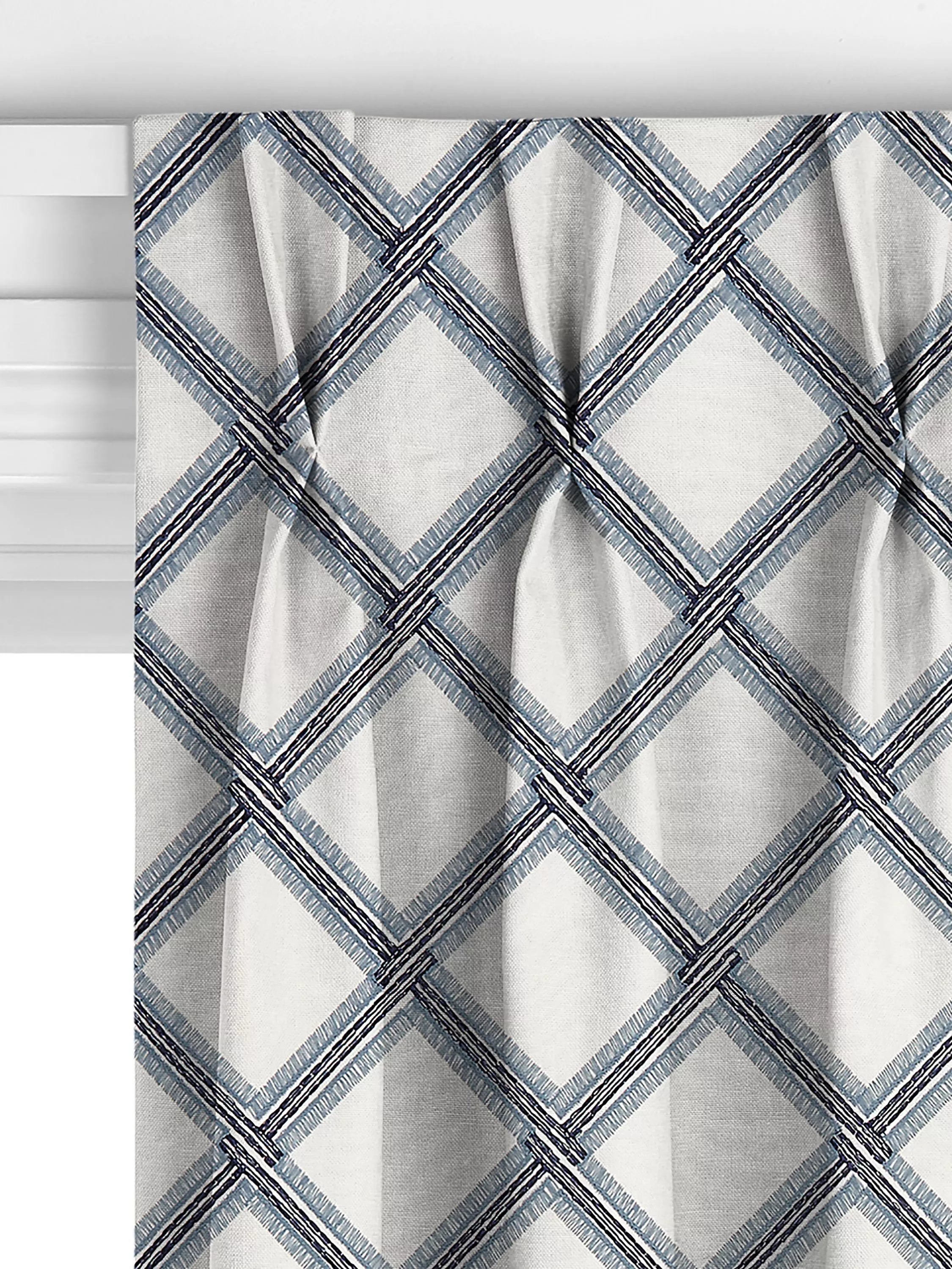 John Lewis Oakley embroidery curtain lake blue 140x140cm, imported from the UK