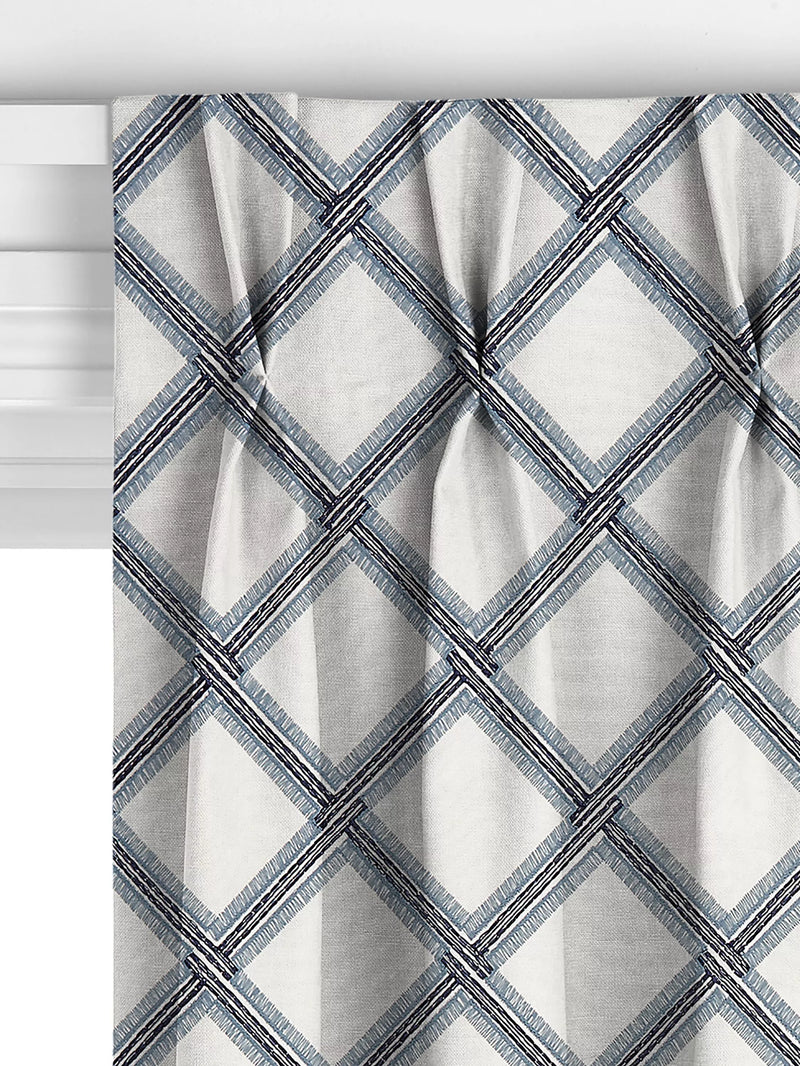 John Lewis Oakley embroidery curtain lake blue 140x140cm, imported from the UK