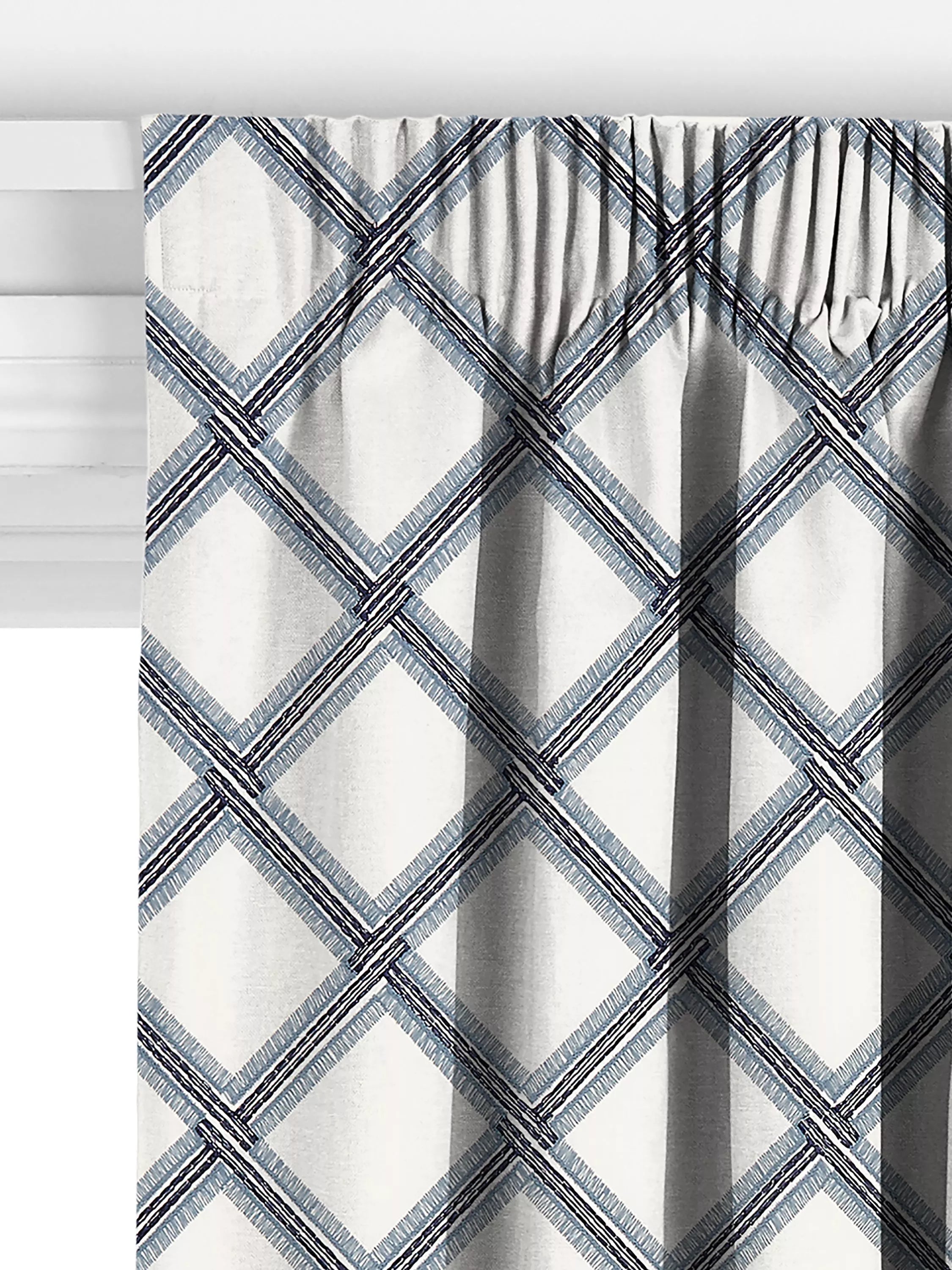 John Lewis Oakley embroidery curtain lake blue 140x140cm, imported from the UK