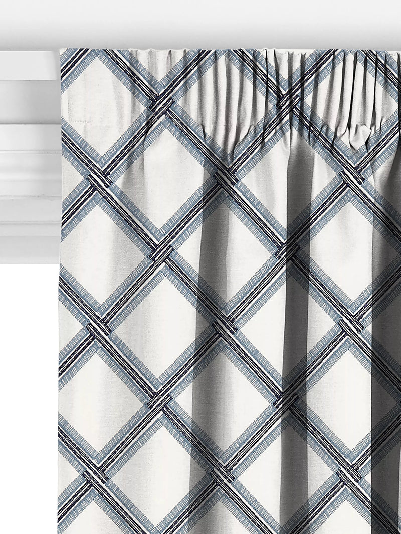 John Lewis Oakley embroidery curtain lake blue 140x140cm, imported from the UK