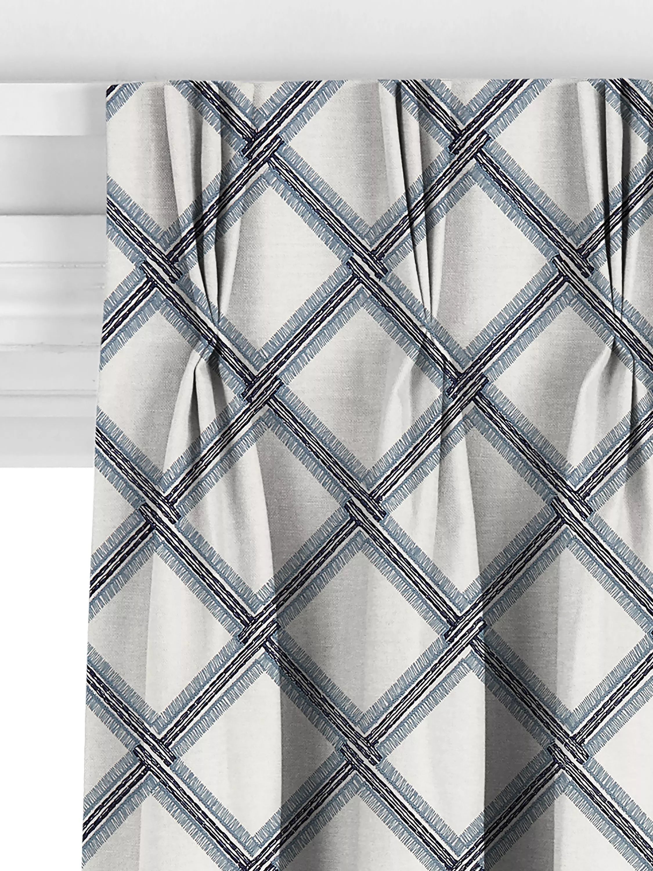 John Lewis Oakley embroidery curtain lake blue 140x140cm, imported from the UK