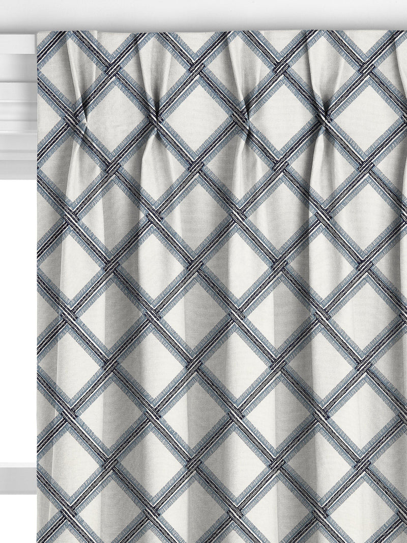 John Lewis Oakley embroidery curtain lake blue 140x140cm, imported from the UK
