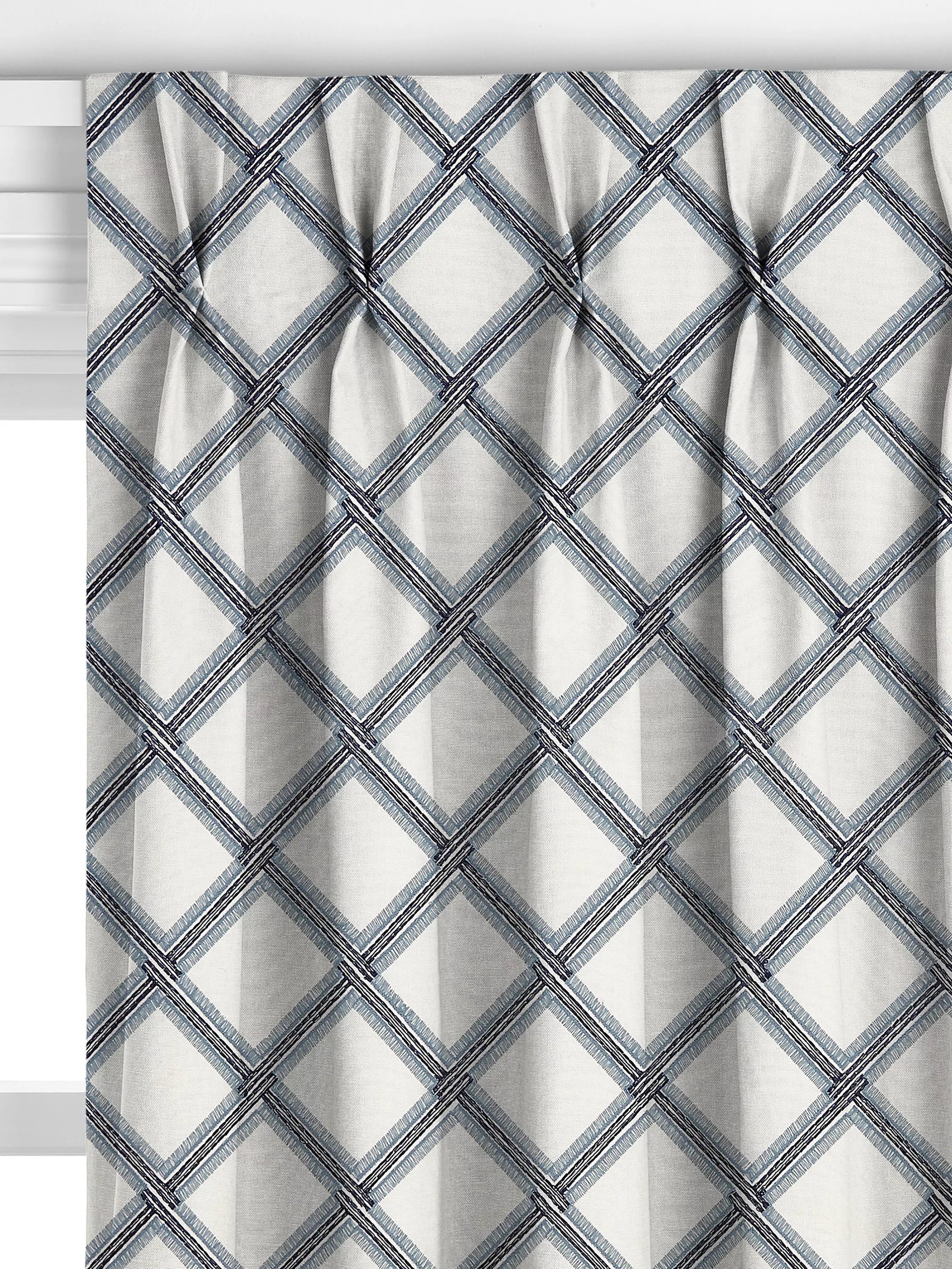 John Lewis Oakley embroidery curtain lake blue 140x140cm, imported from the UK