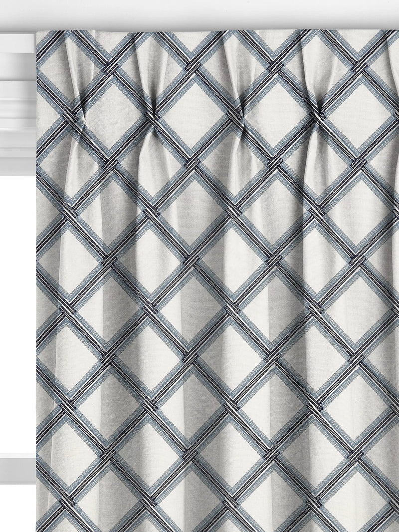 John Lewis Oakley embroidery curtain lake blue 140x140cm, imported from the UK