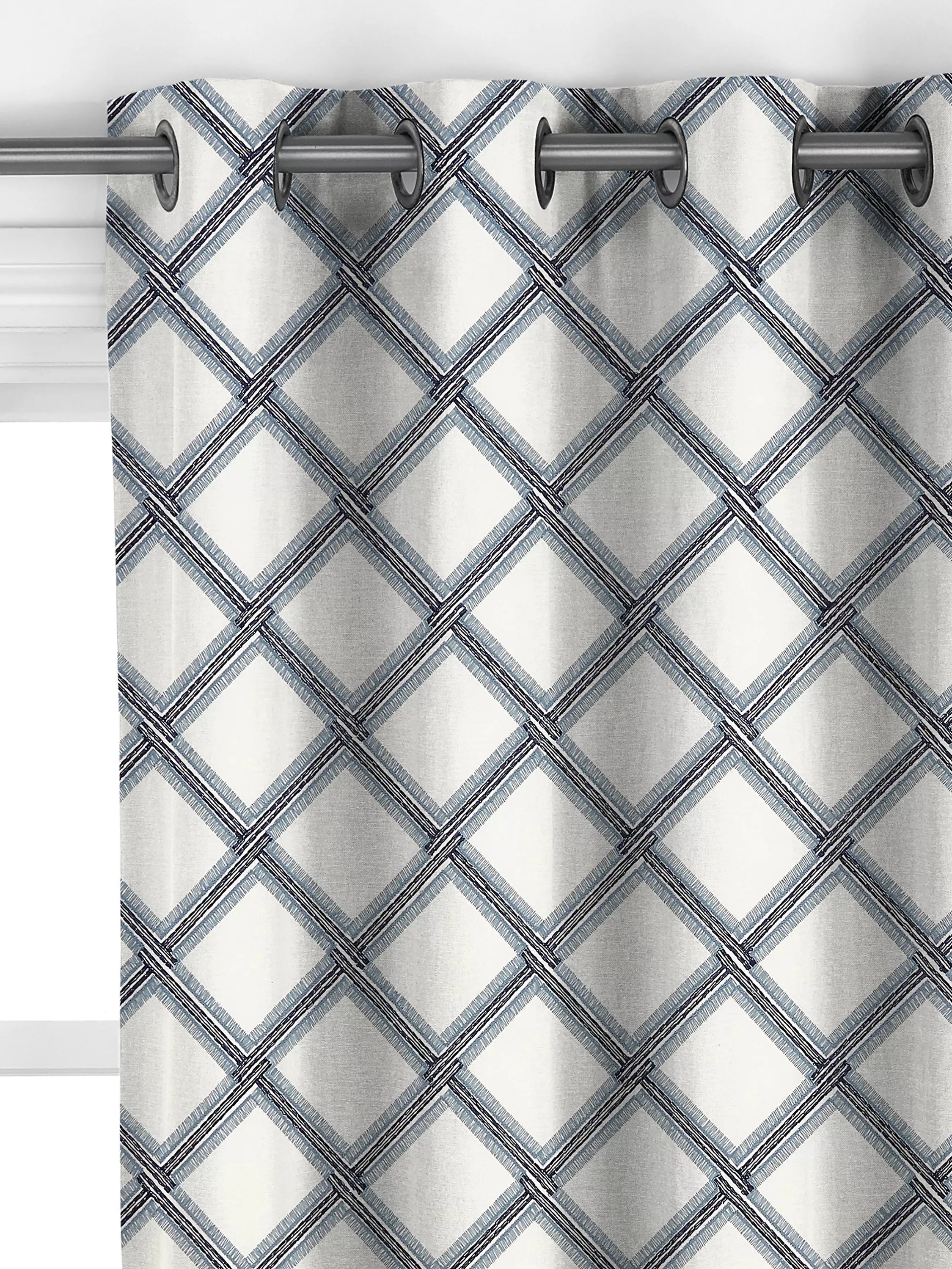 John Lewis Oakley embroidery curtain lake blue 140x140cm, imported from the UK