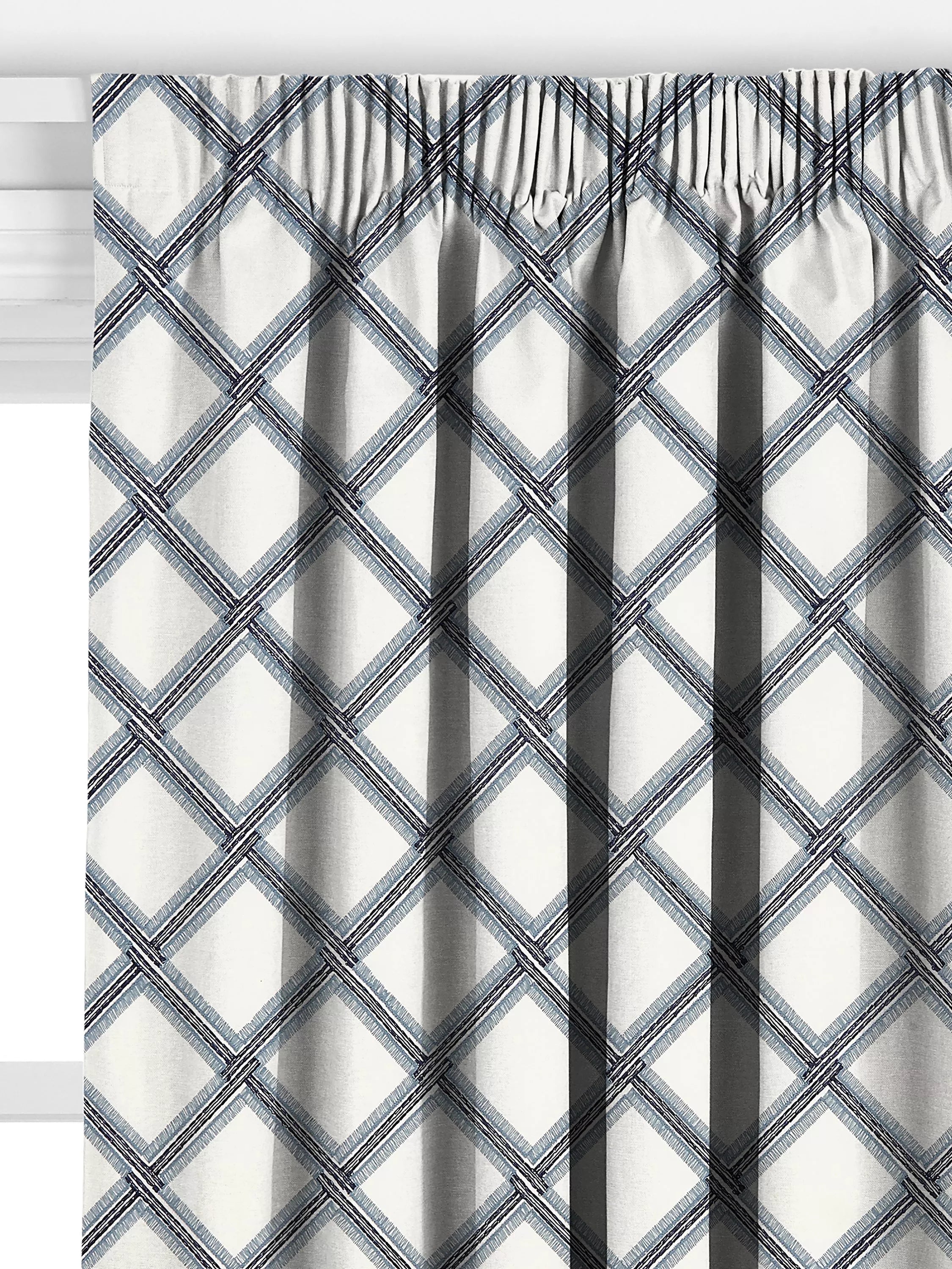 John Lewis Oakley embroidery curtain lake blue 140x140cm, imported from the UK