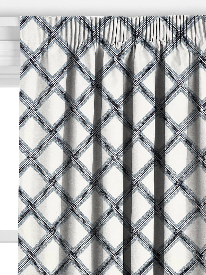 John Lewis Oakley embroidery curtain lake blue 140x140cm, imported from the UK