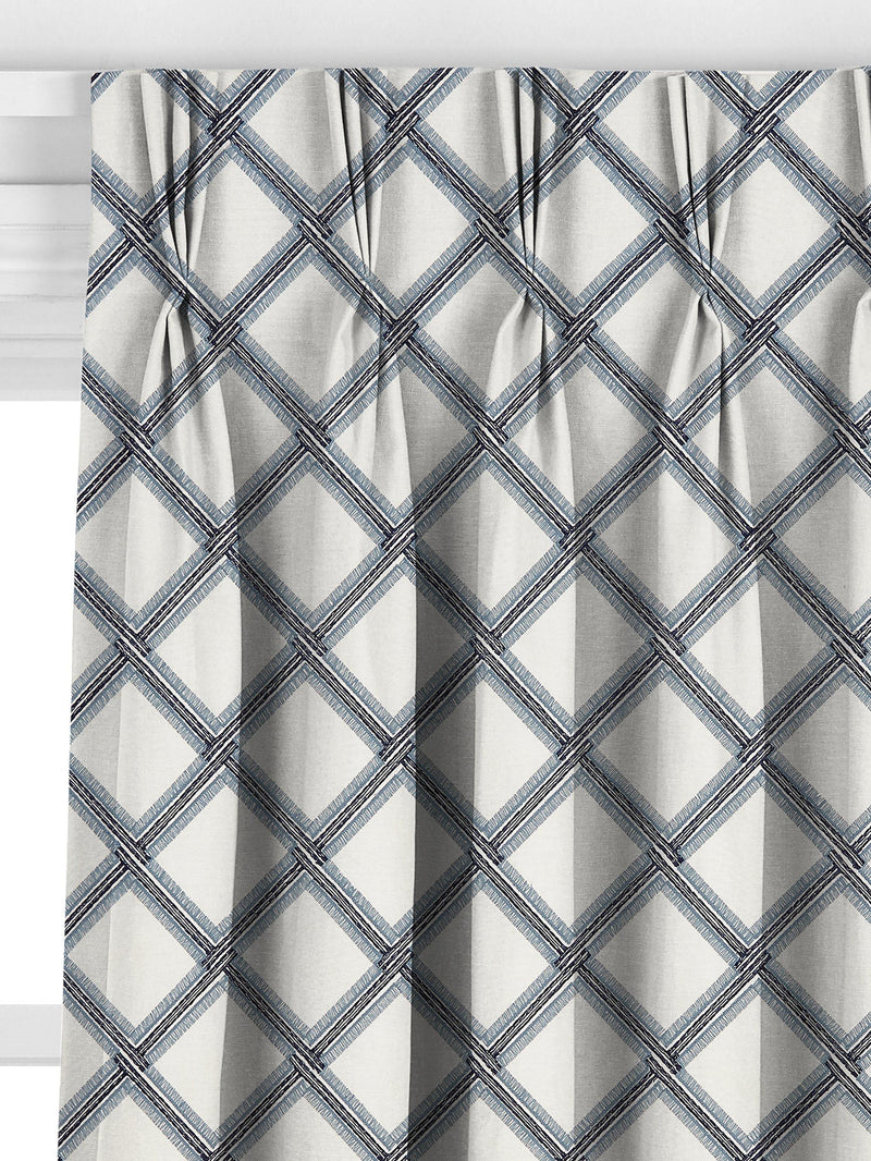 John Lewis Oakley embroidery curtain lake blue 140x140cm, imported from the UK