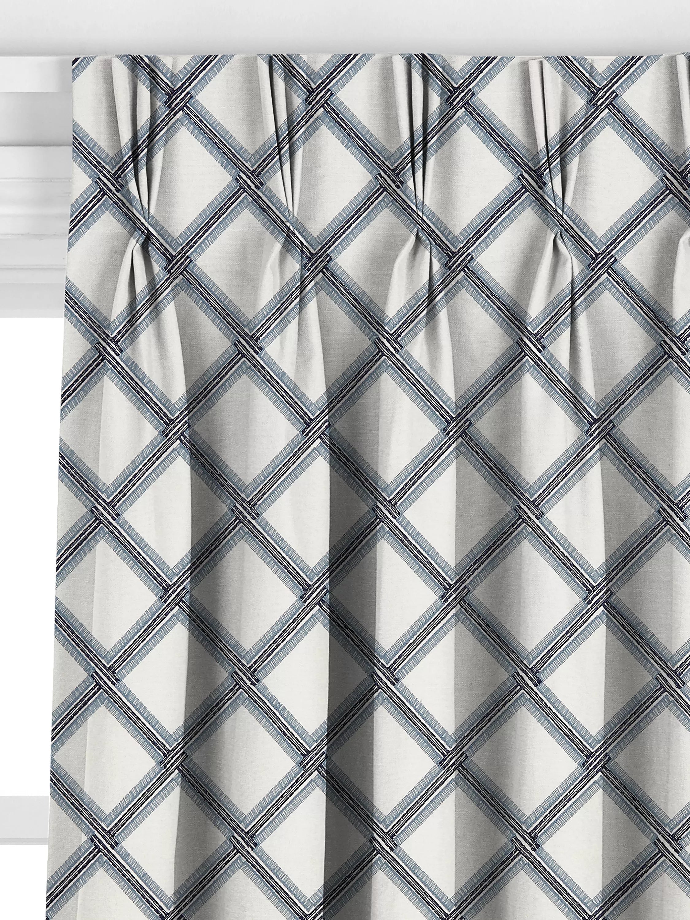 John Lewis Oakley embroidery curtain lake blue 140x140cm, imported from the UK