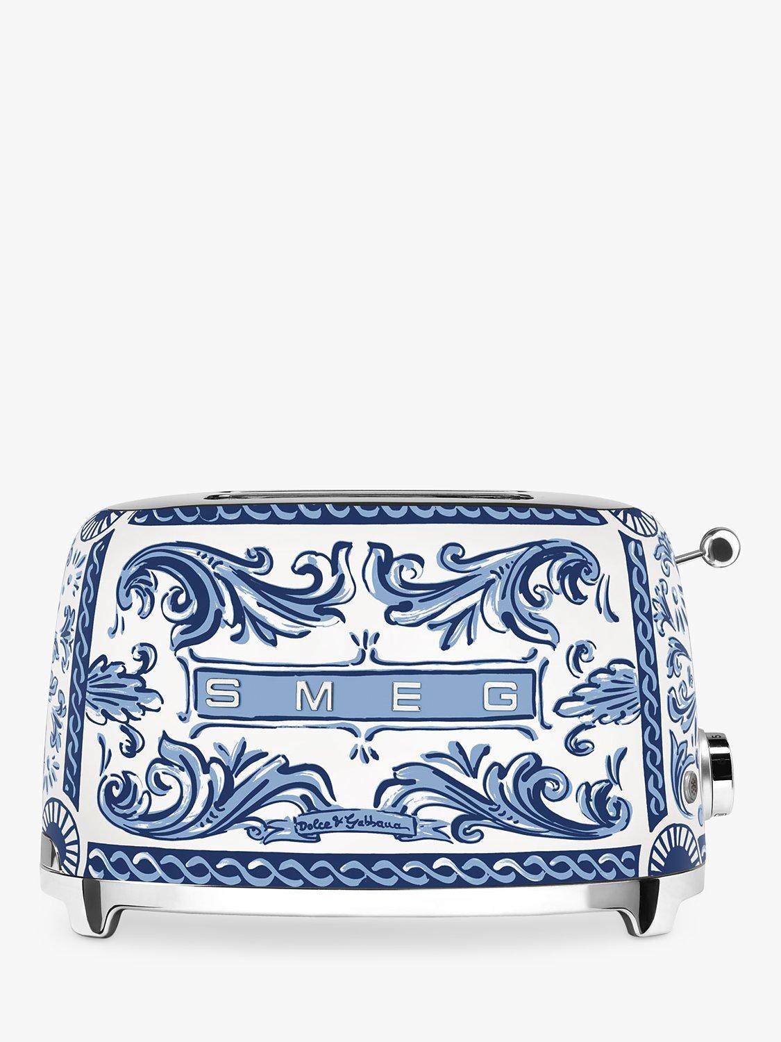 Smeg brødrister med to spor i blått og hvitt med Mediterraneo-design (britisk merke)