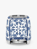 Smeg blue and white two-slot toaster with Mediterraneo design (British brand)