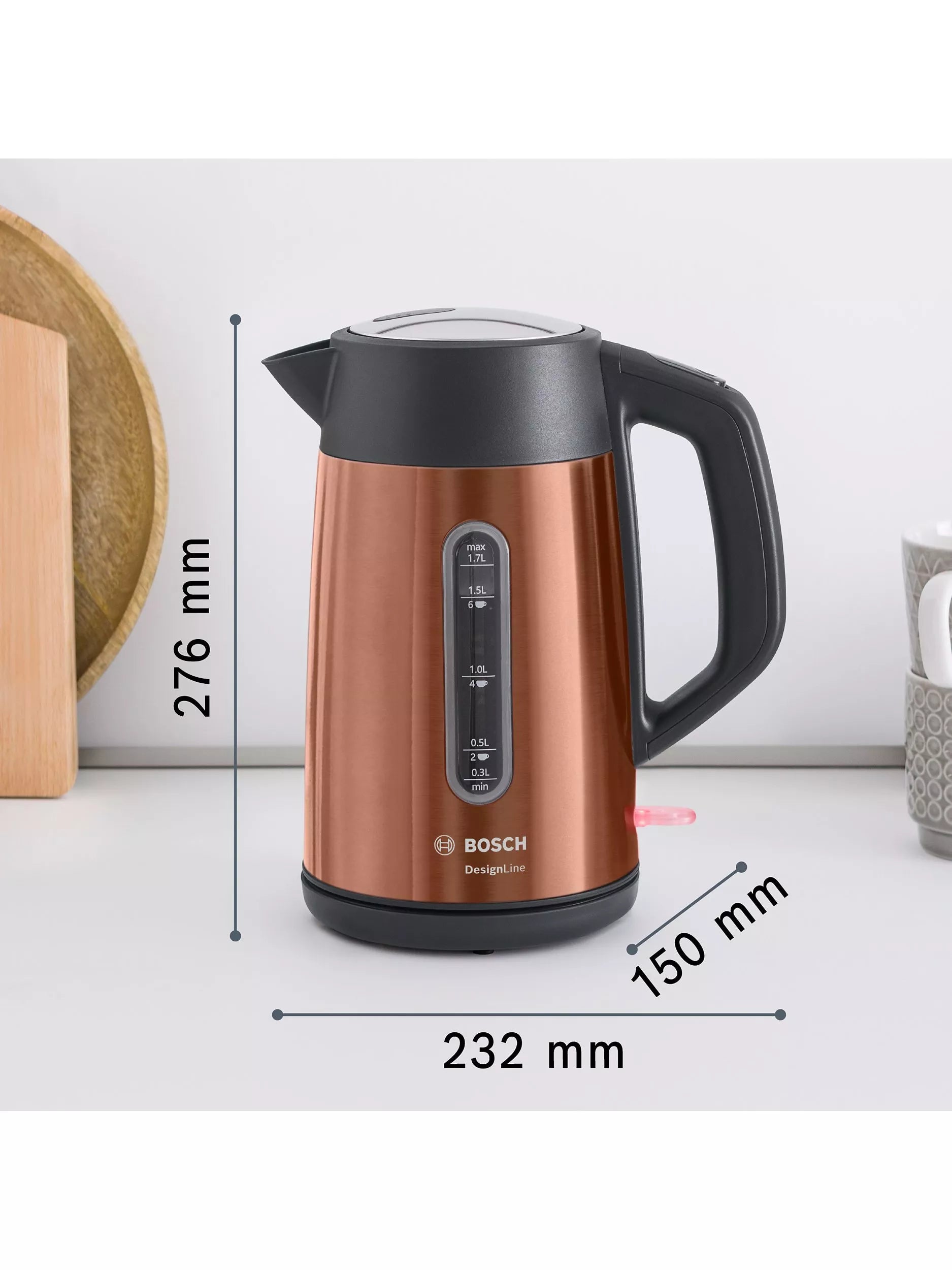 Bosch DesignLine Plus kettle copper 1.7L, imported from the UK