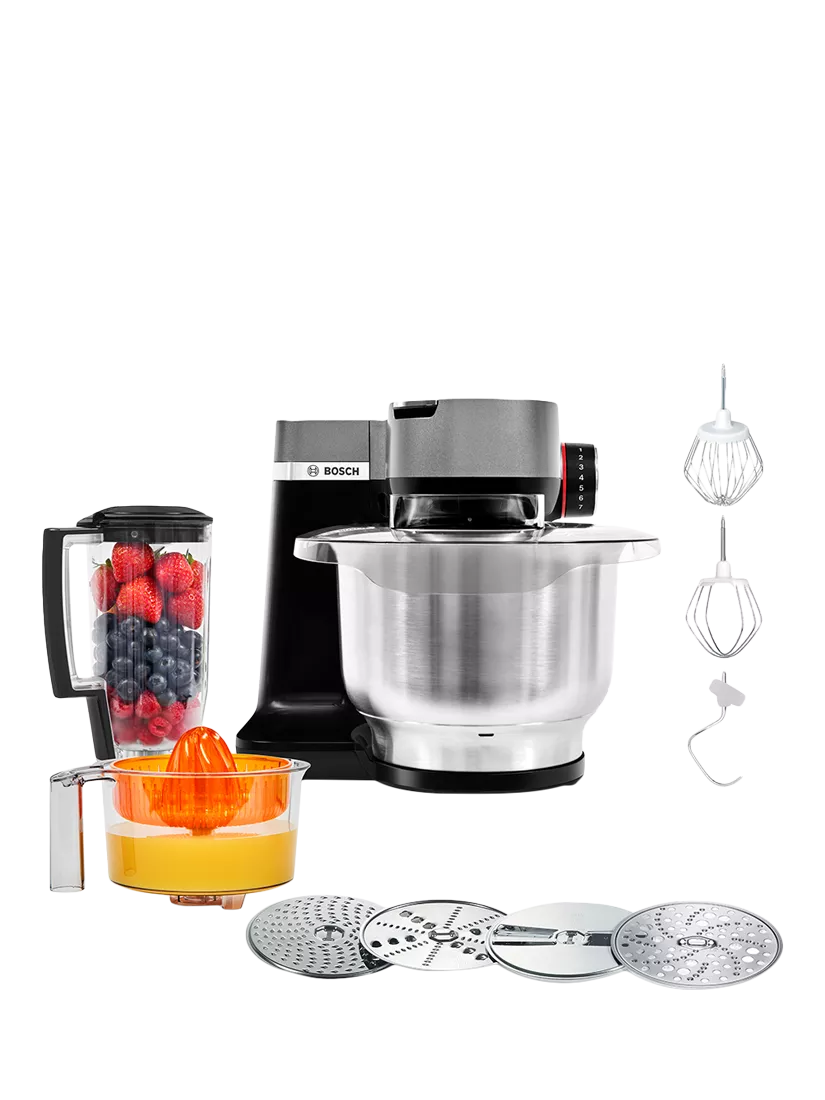 Bosch stand mixer 7-in-1 black with juicer and shredder, UK version