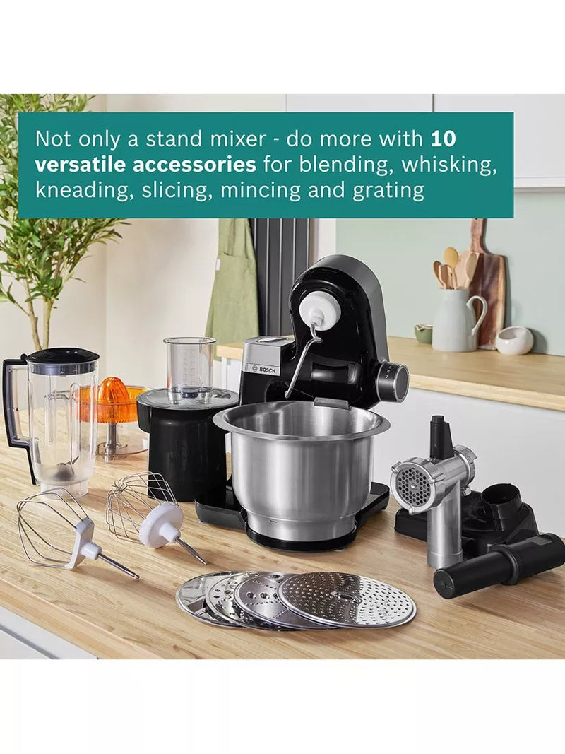 Bosch stand mixer 7-in-1 black with juicer and shredder, UK version