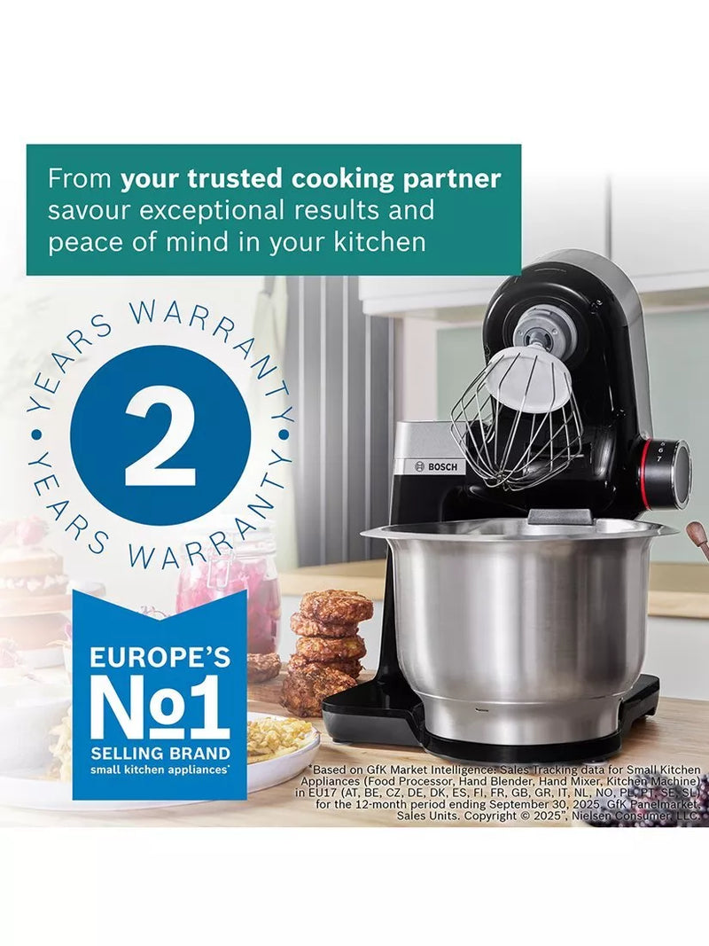 Bosch stand mixer 7-in-1 black with juicer and shredder, UK version