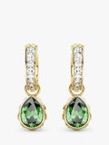 Swarovski Stilla hoop and pear drop earrings gold green, UK version