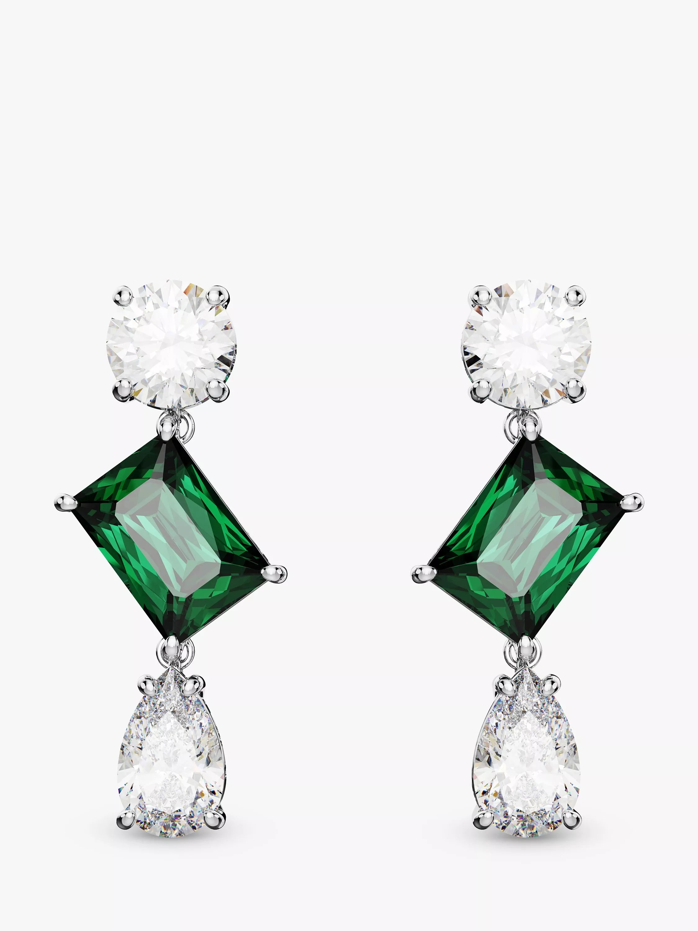 Swarovski Tropfenohrringe silberne und grüne Kristalle, UK-Version