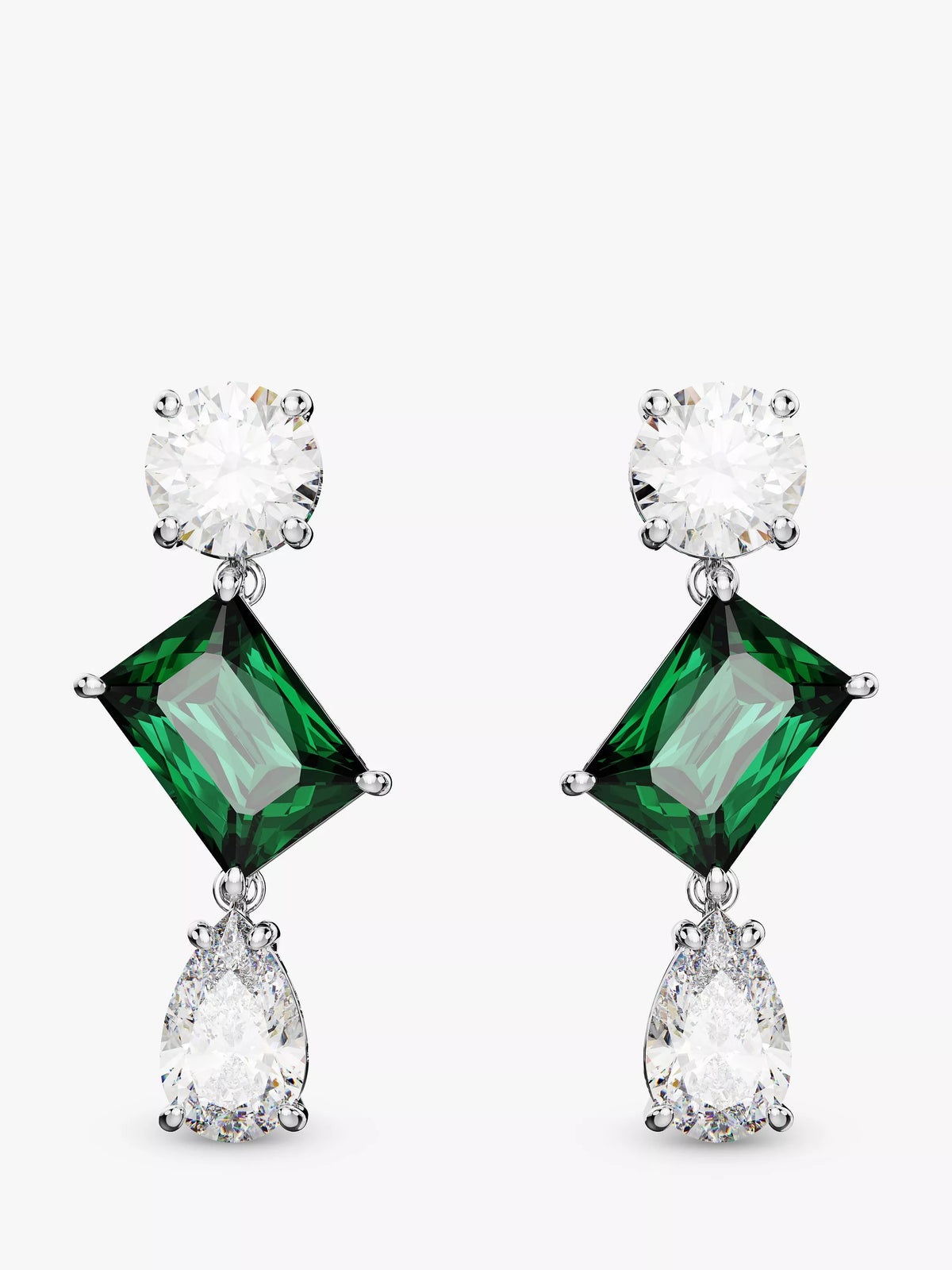 Swarovski Tropfenohrringe silberne und grüne Kristalle, UK-Version