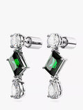 Swarovski drop earrings silver and green crystals, UK version