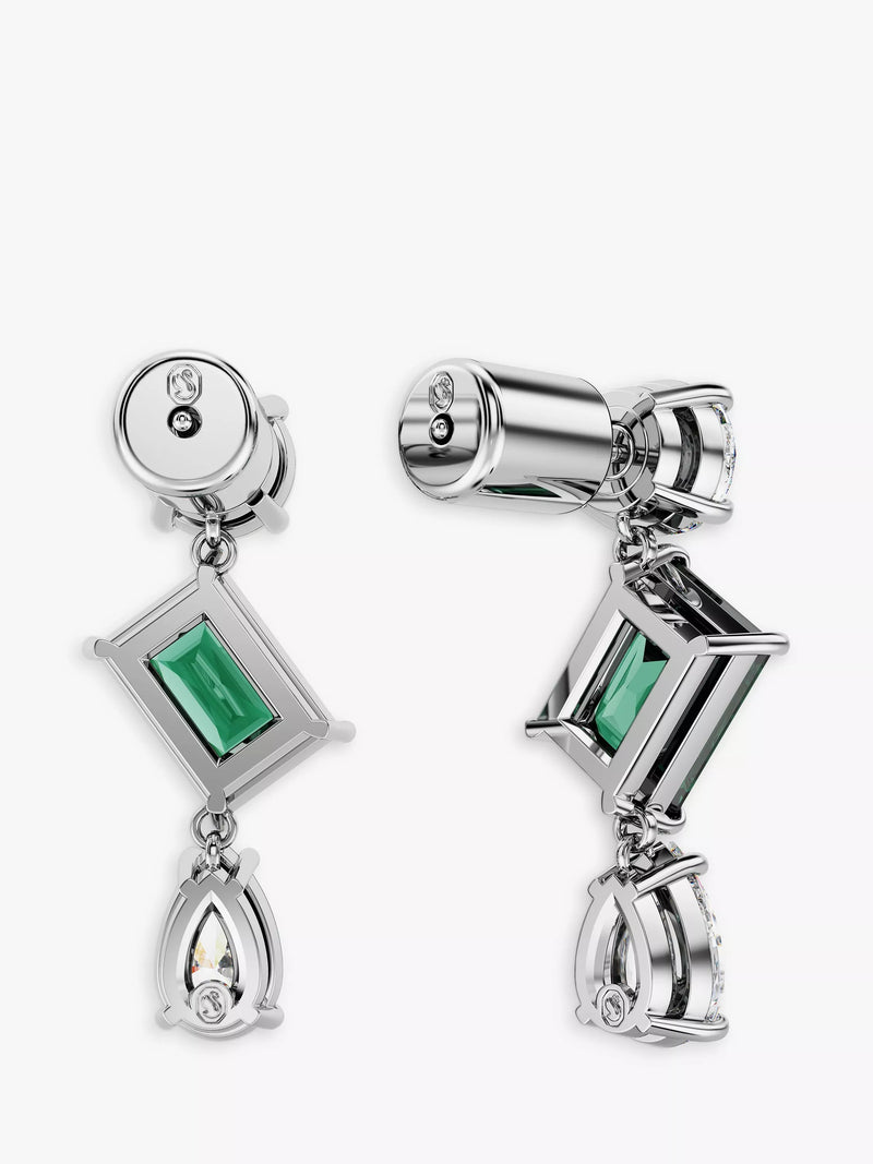 Swarovski drop earrings silver and green crystals, UK version