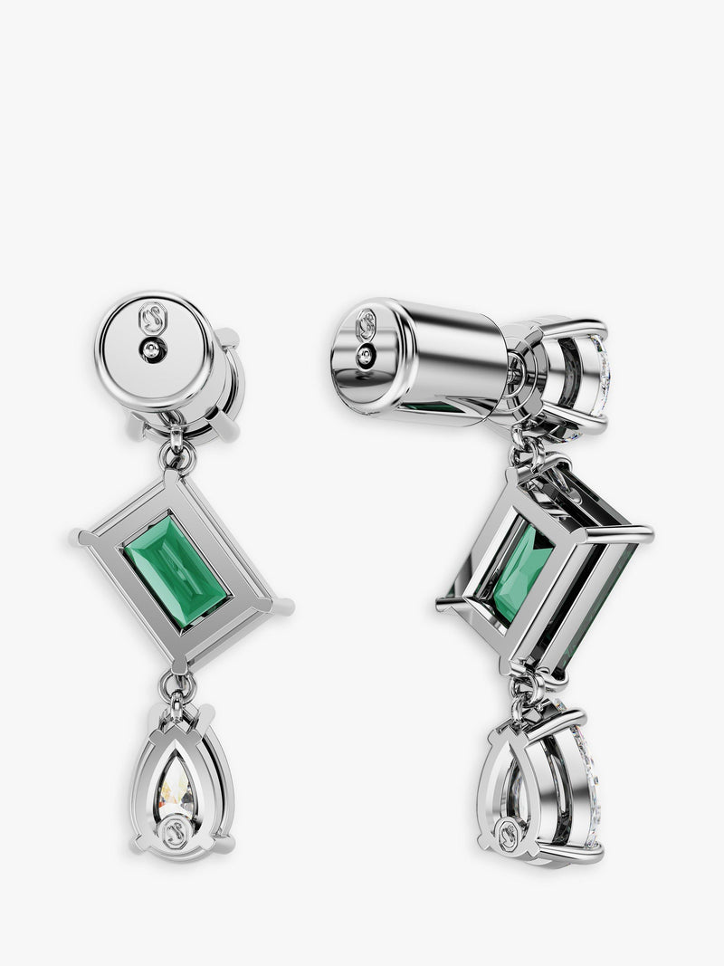 Swarovski drop earrings silver and green crystals, UK version