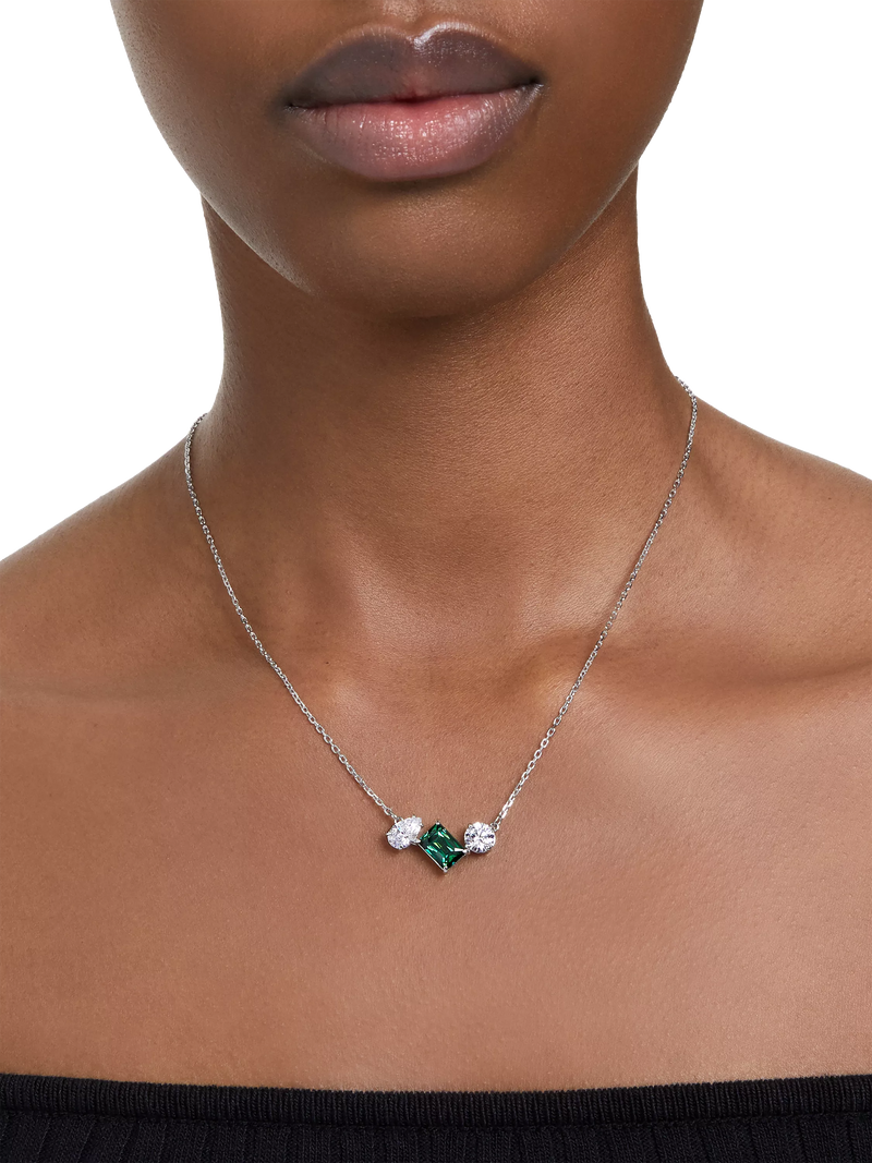 Swarovski crystal pendant necklace silver green - British product