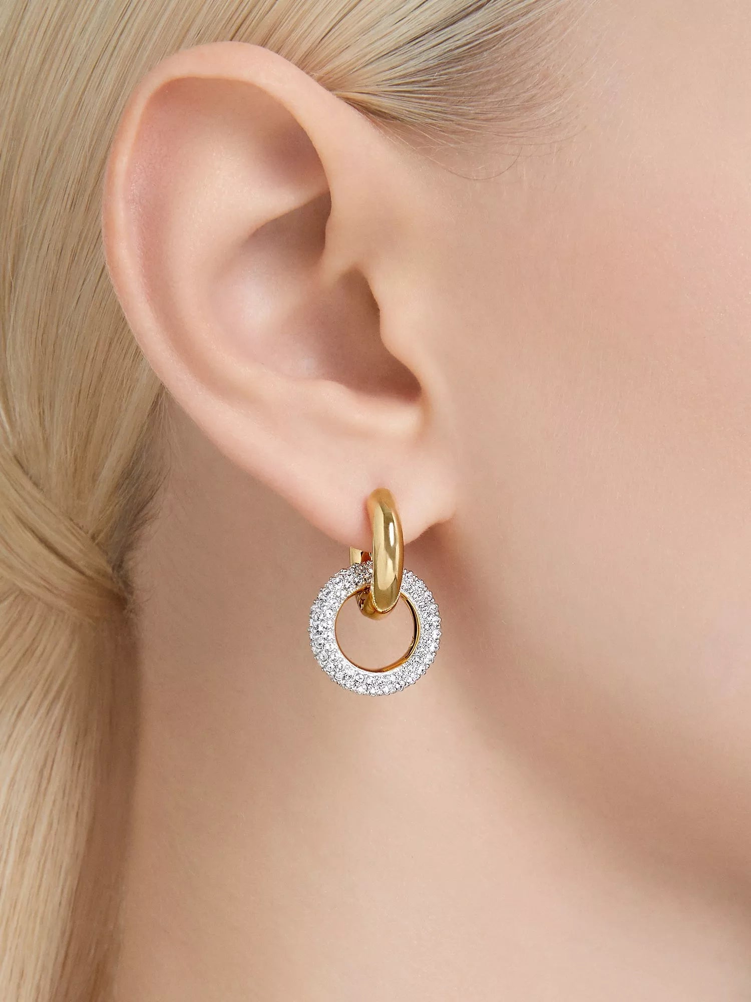 Swarovski crystal hoop earrings gold plated - British product
