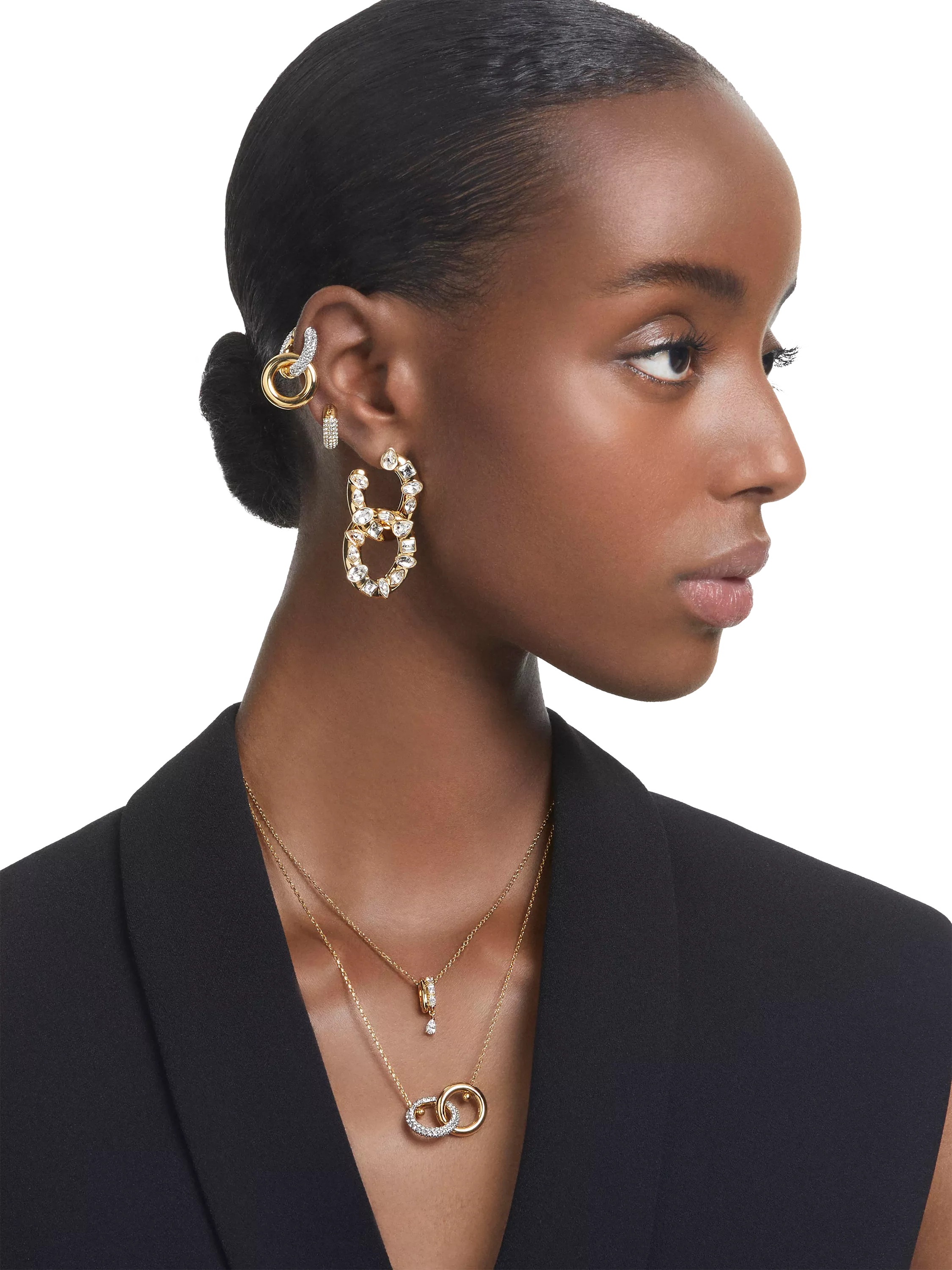 Swarovski crystal hoop earrings gold plated - British product